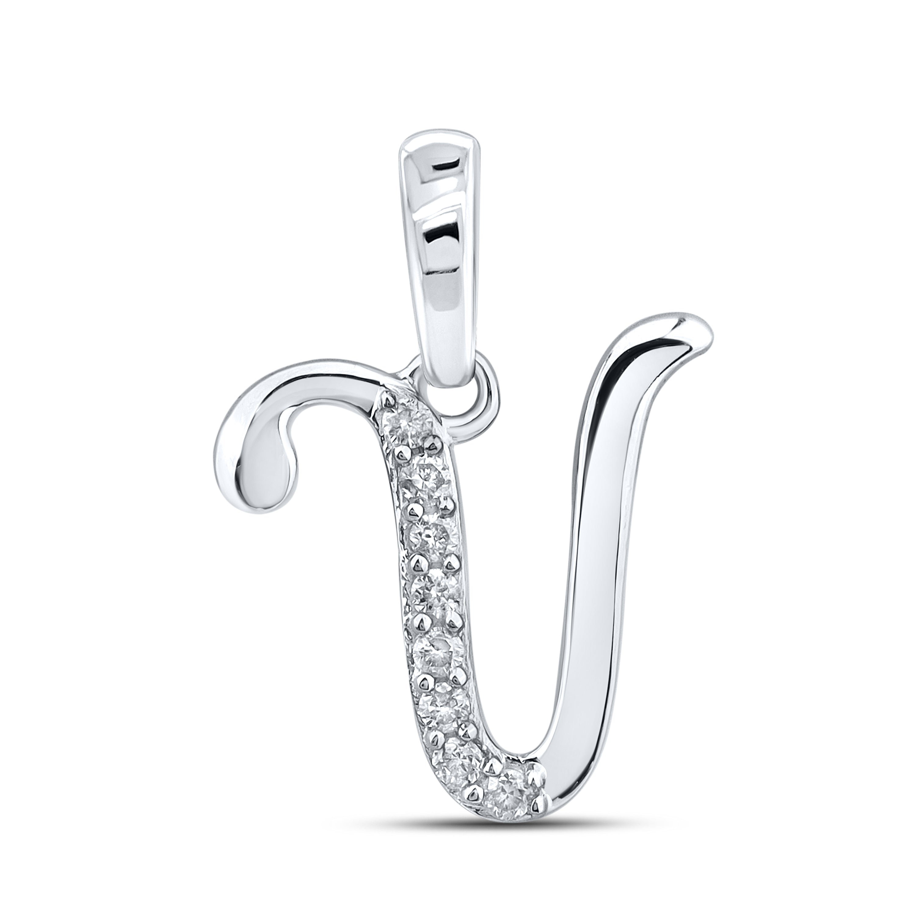 10kt White gold 0.04 ctw natural Diamond initial V
