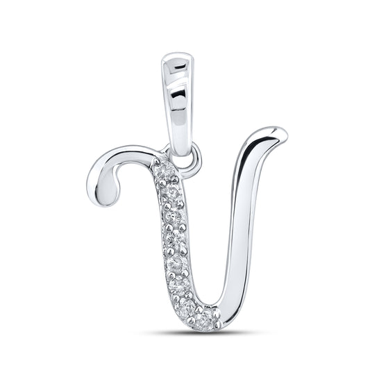 10kt White gold 0.04 ctw natural Diamond initial V