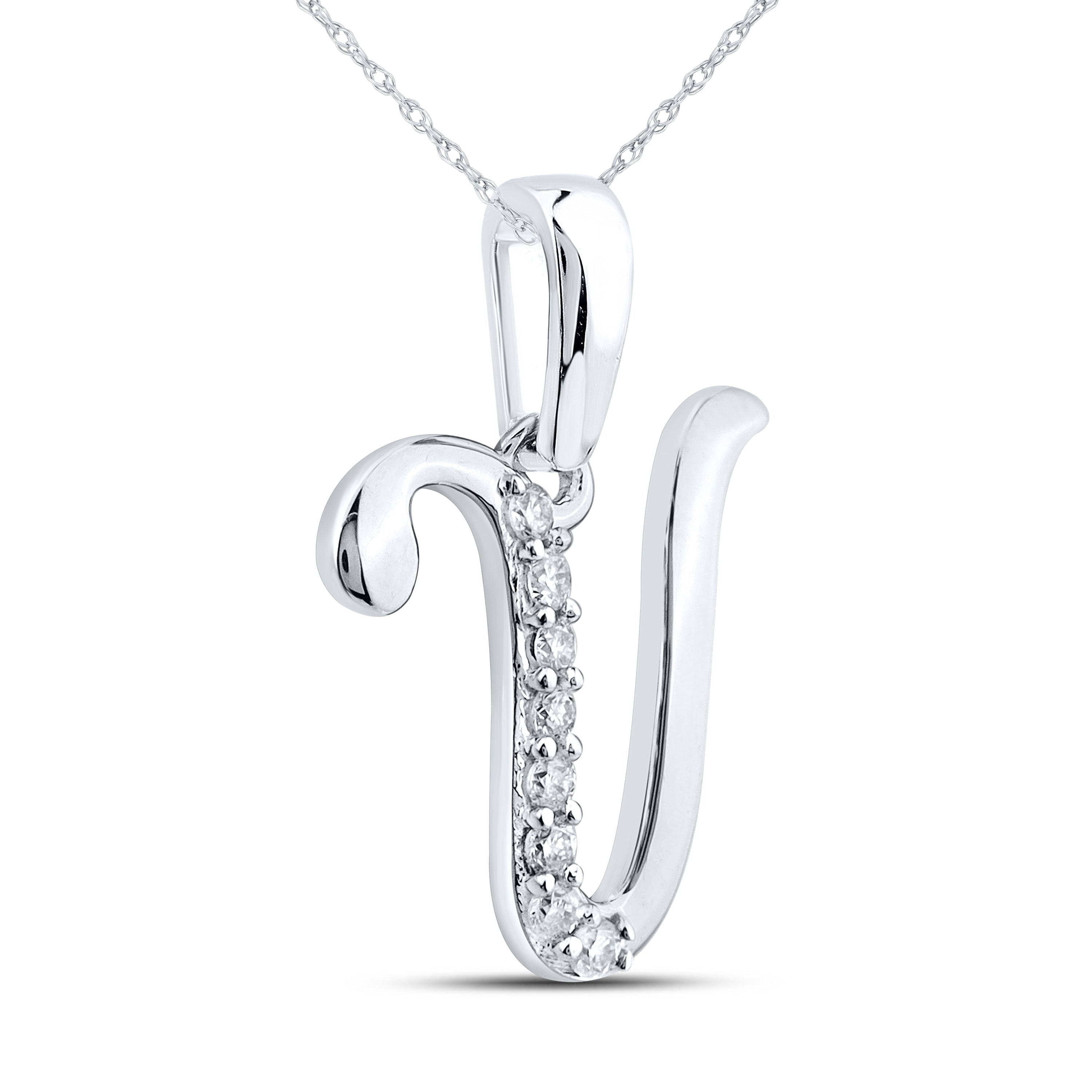 10kt White gold 0.04 ctw natural Diamond initial V