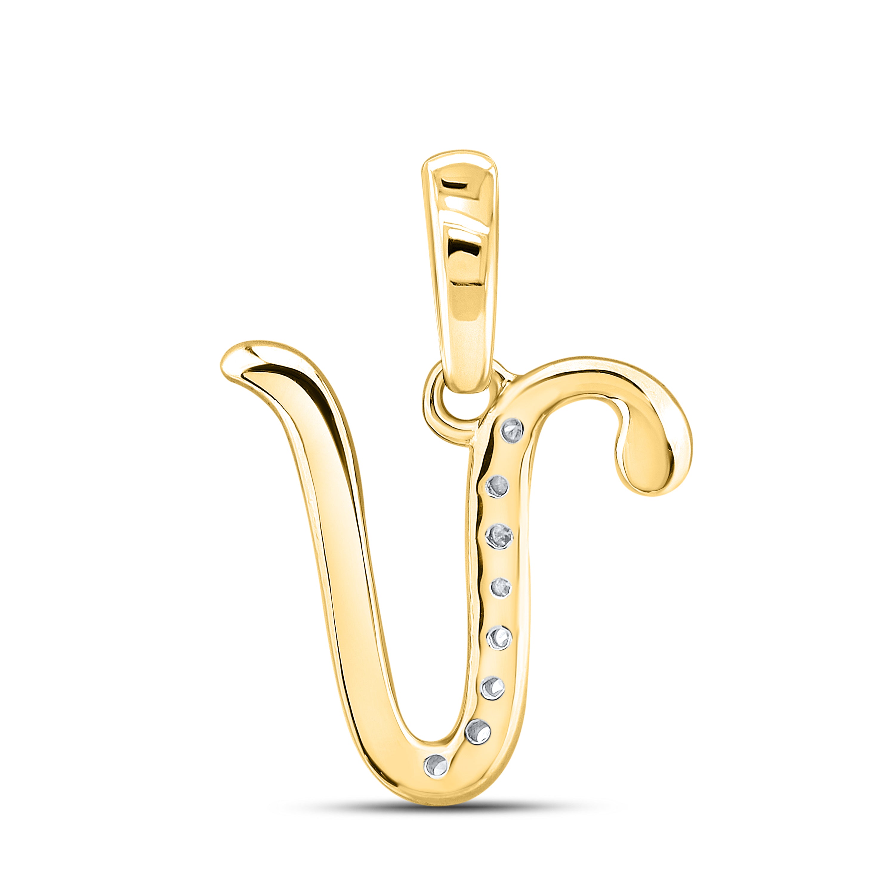 10kt yellow gold 0.04 ctw natural Diamond initial V
