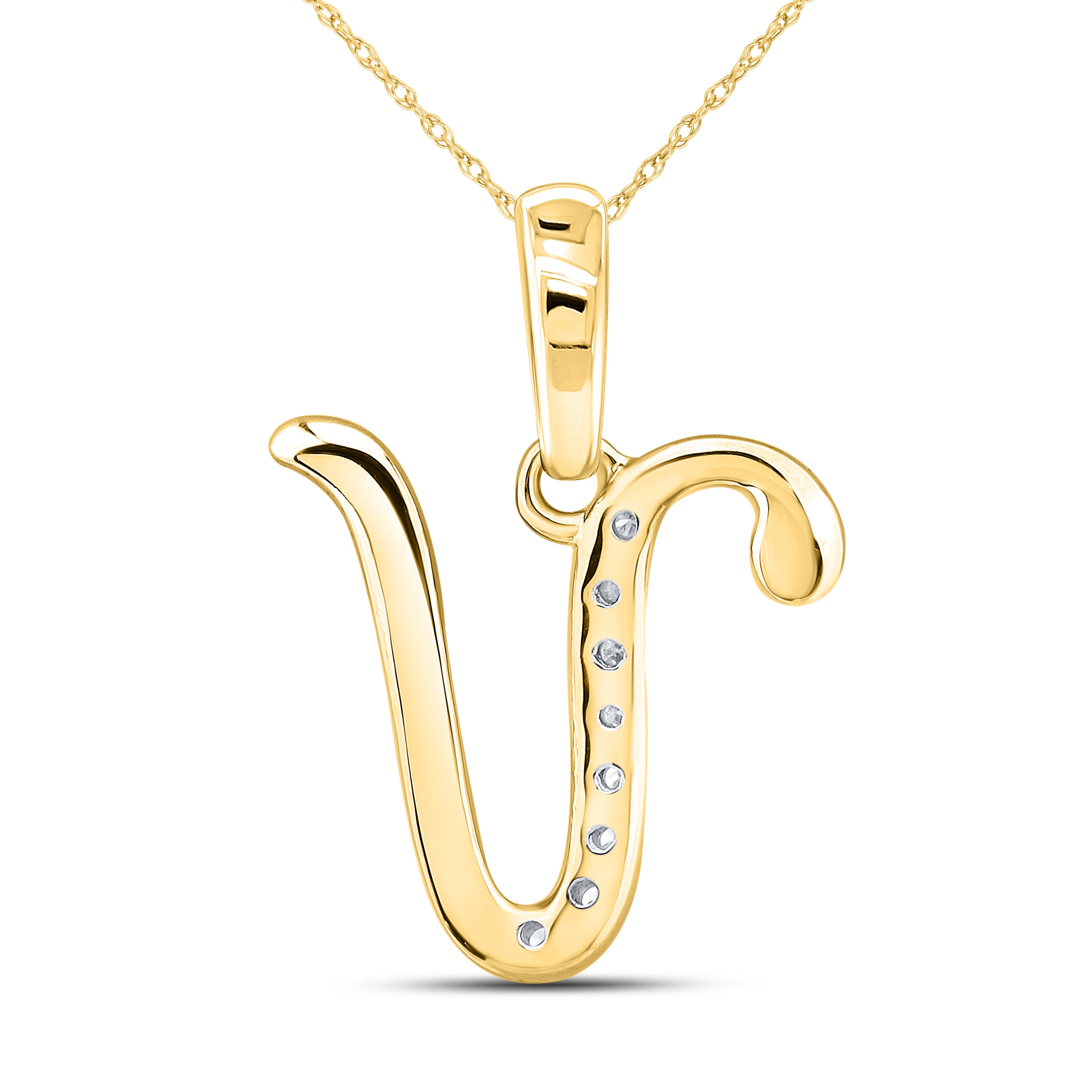 10kt yellow gold 0.04 ctw natural Diamond initial V