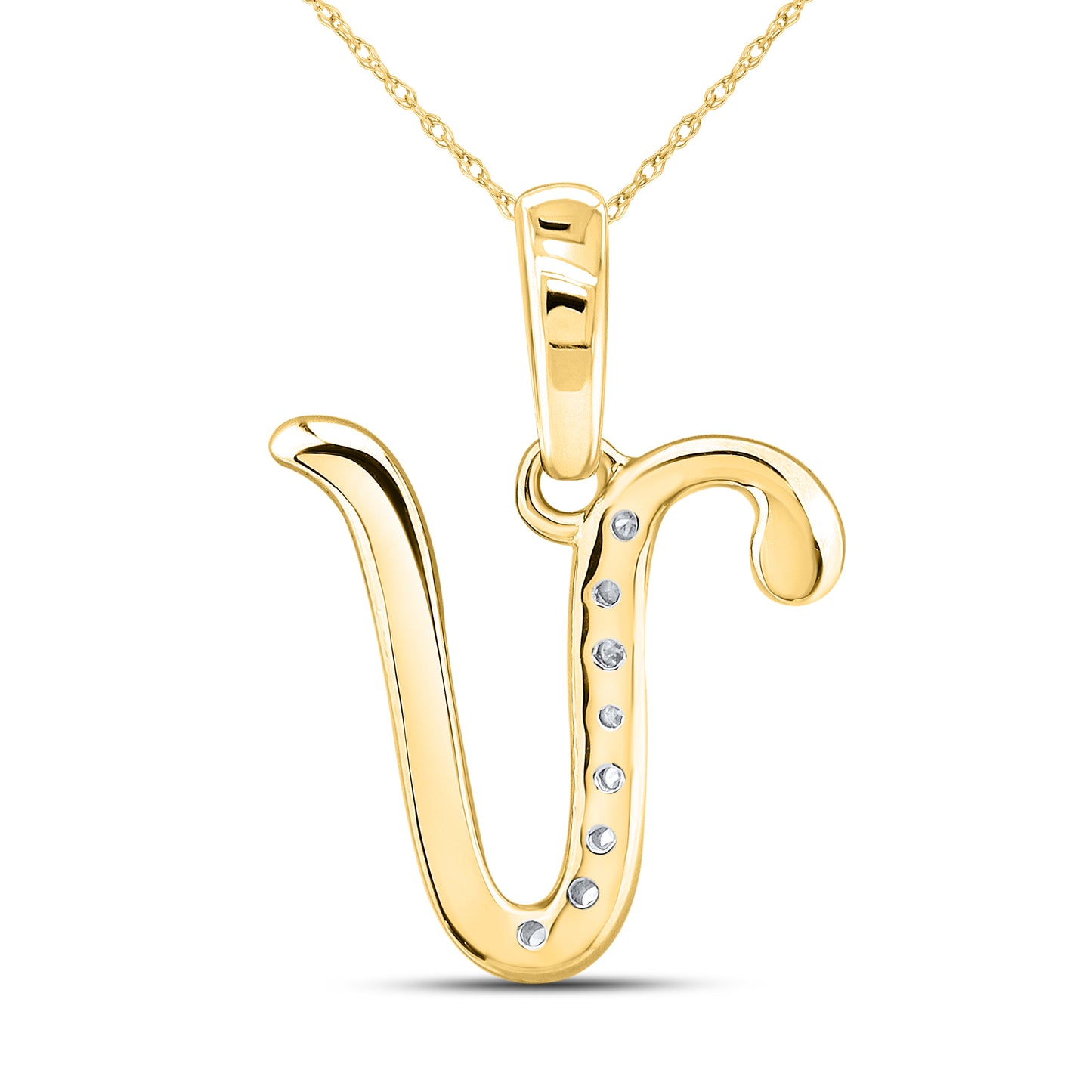 10kt yellow gold 0.04 ctw natural Diamond initial V