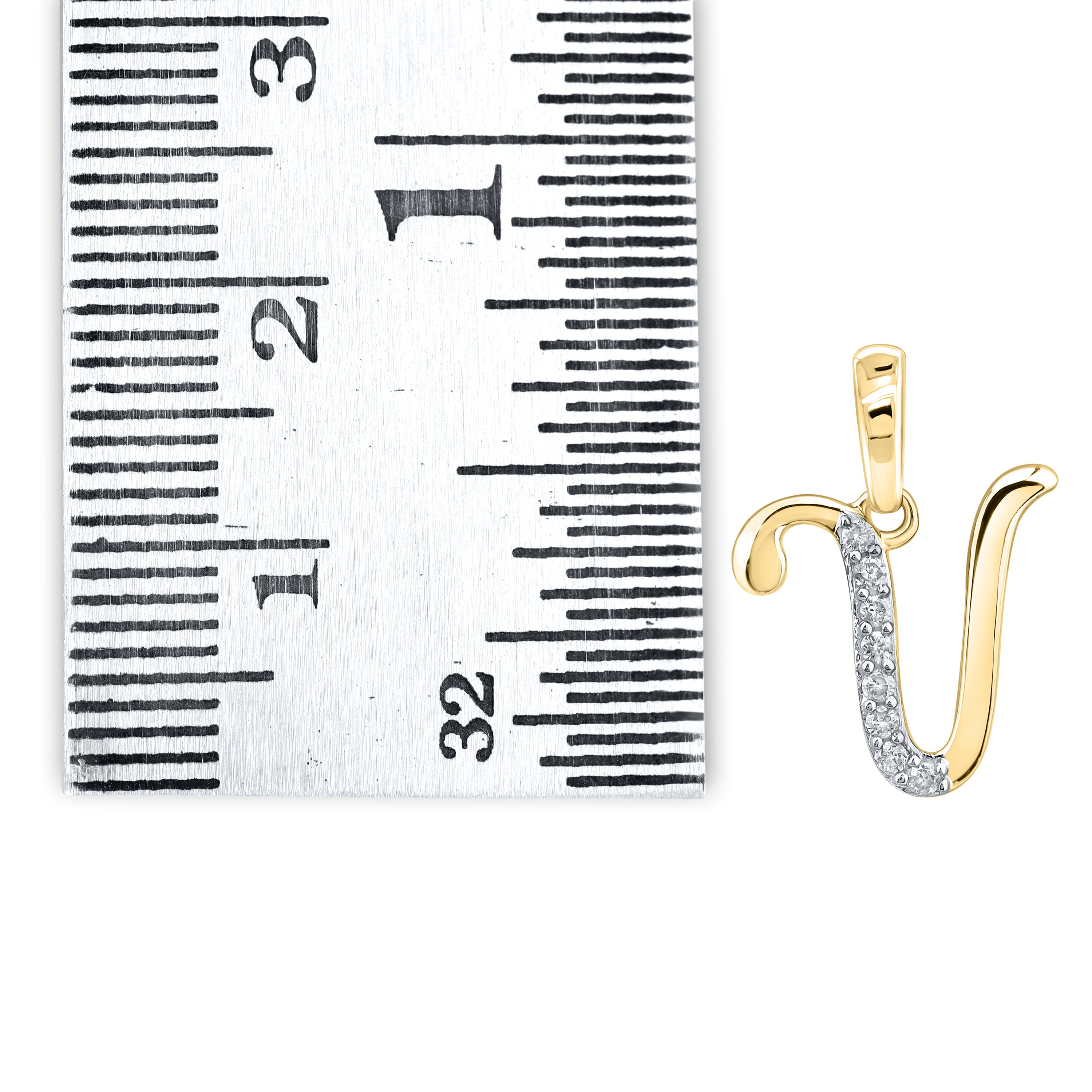 10kt yellow gold 0.04 ctw natural Diamond initial V
