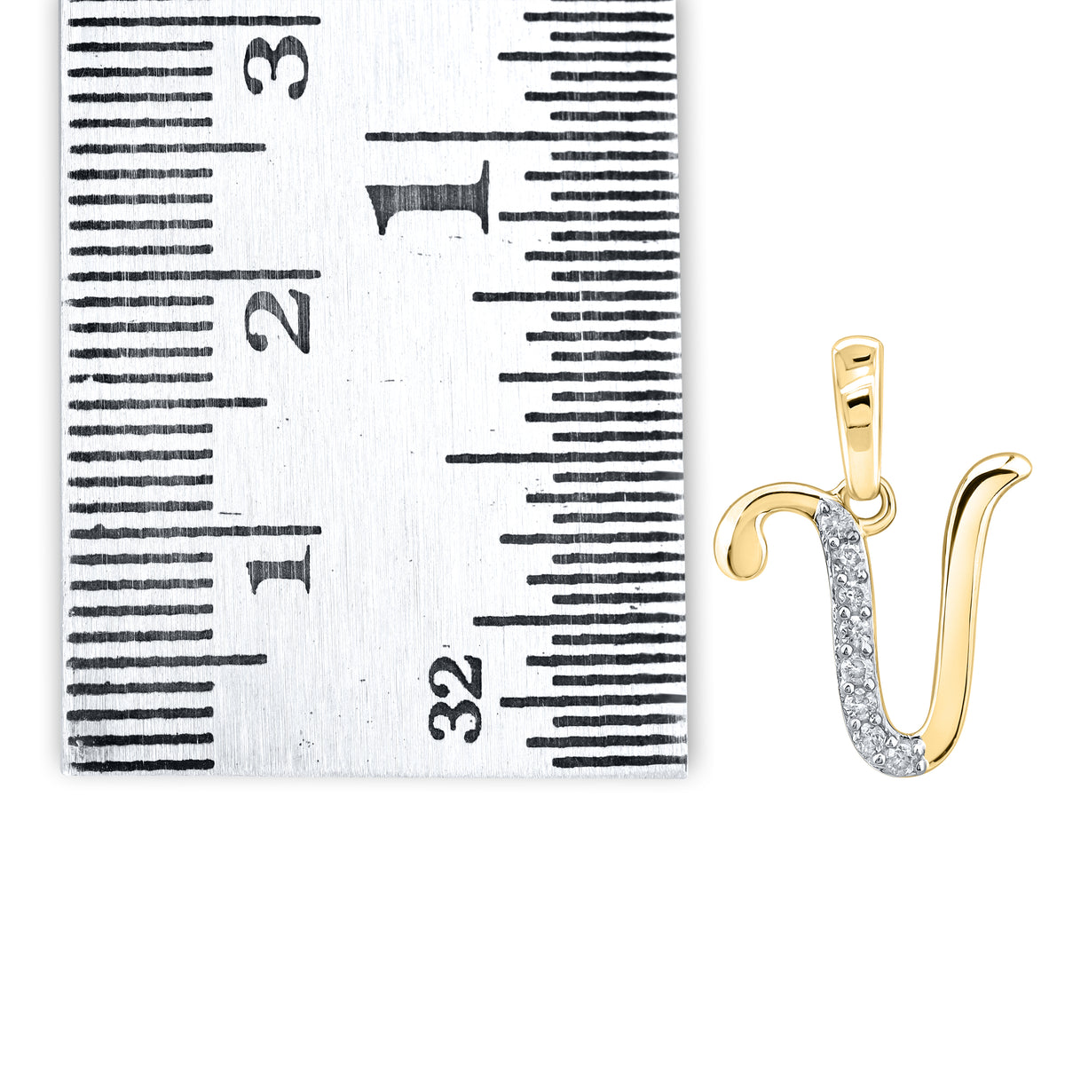 10kt yellow gold 0.04 ctw natural Diamond initial V