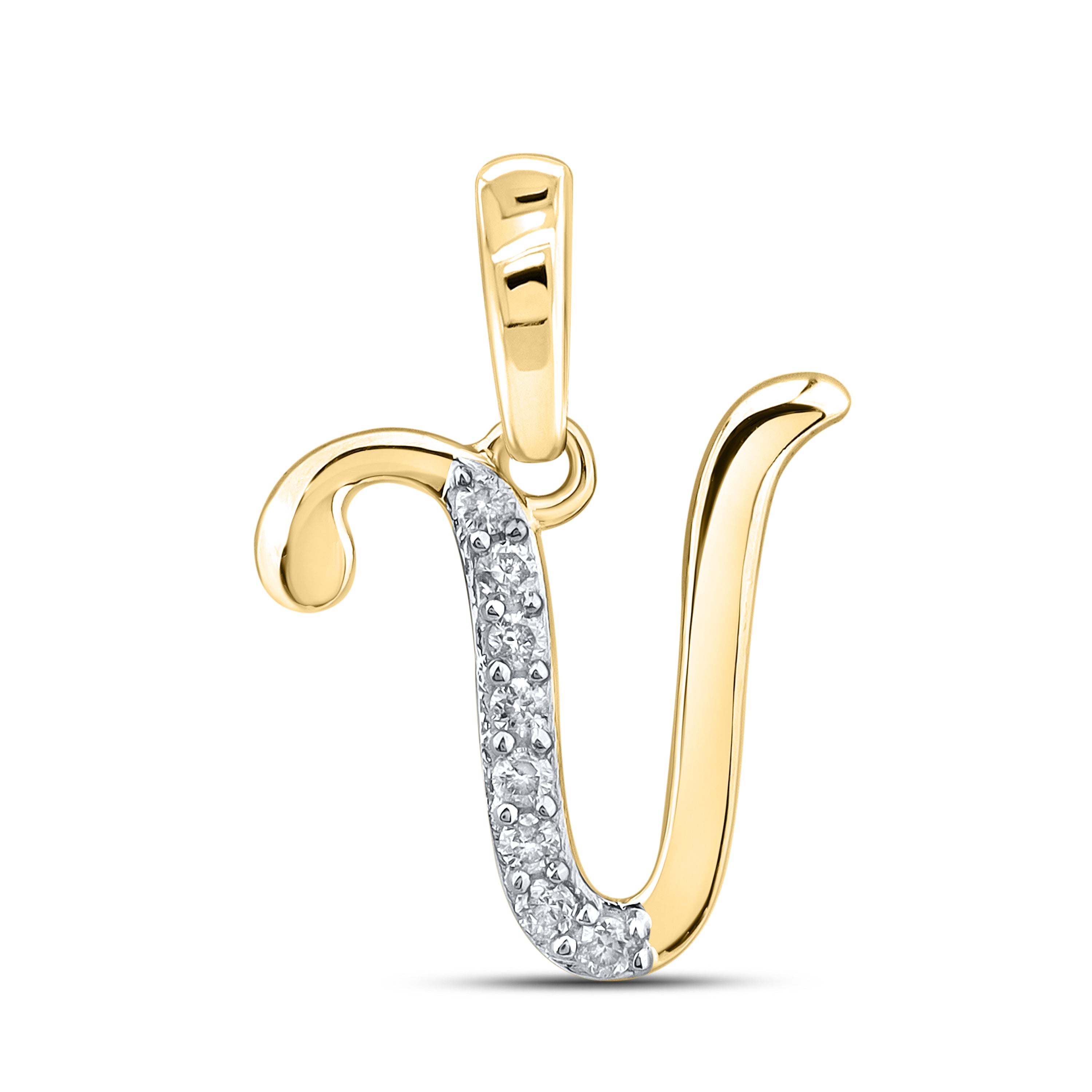 10kt yellow gold 0.04 ctw natural Diamond initial V