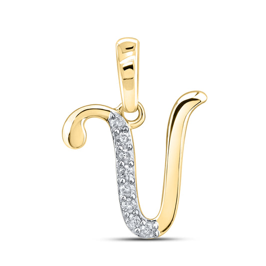 10kt yellow gold 0.04 ctw natural Diamond initial V