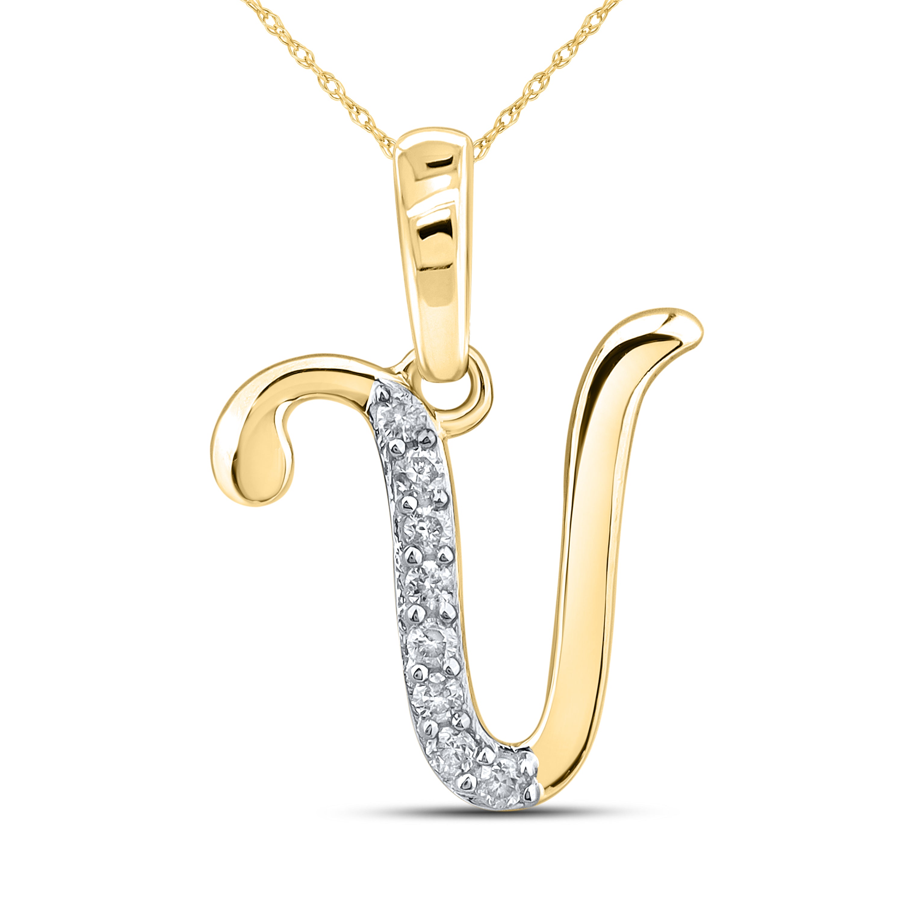 10kt yellow gold 0.04 ctw natural Diamond initial V