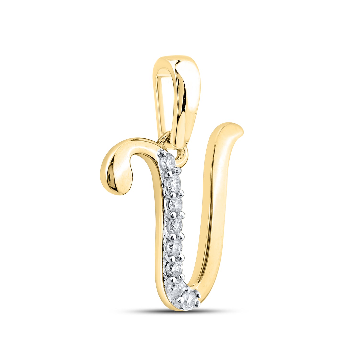 10kt yellow gold 0.04 ctw natural Diamond initial V