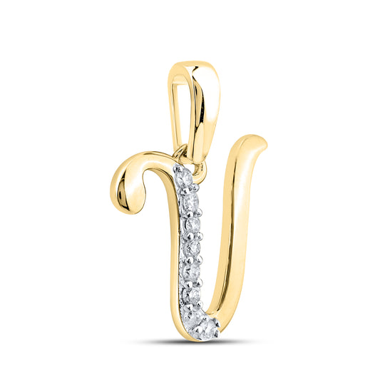 10kt yellow gold 0.04 ctw natural Diamond initial V