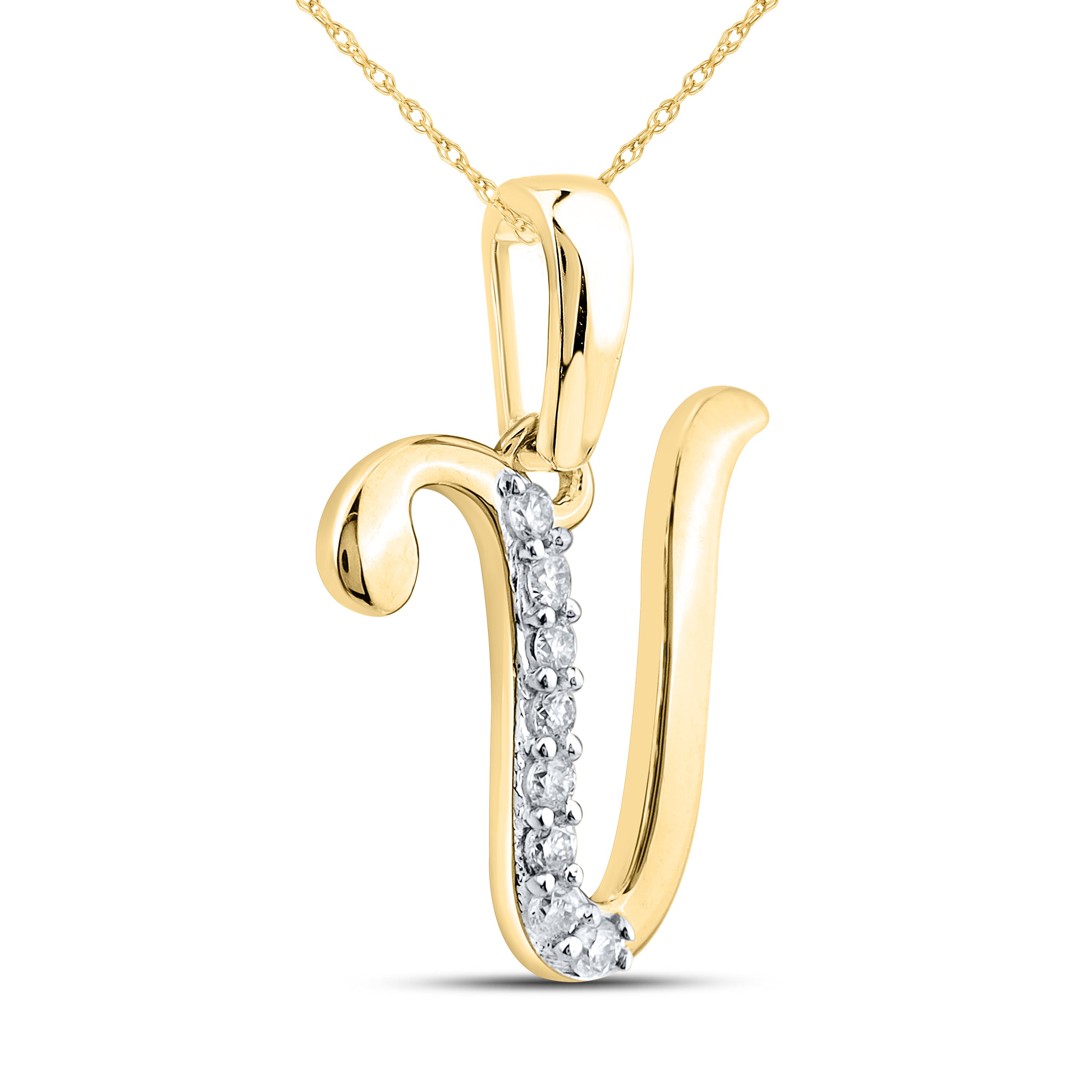 10kt yellow gold 0.04 ctw natural Diamond initial V
