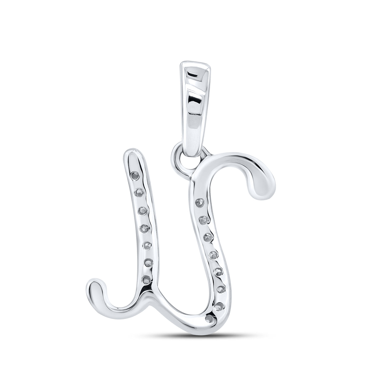 10KT WHITE GOLD 0.04 CTW NATURAL DIAMOND INITIAL U