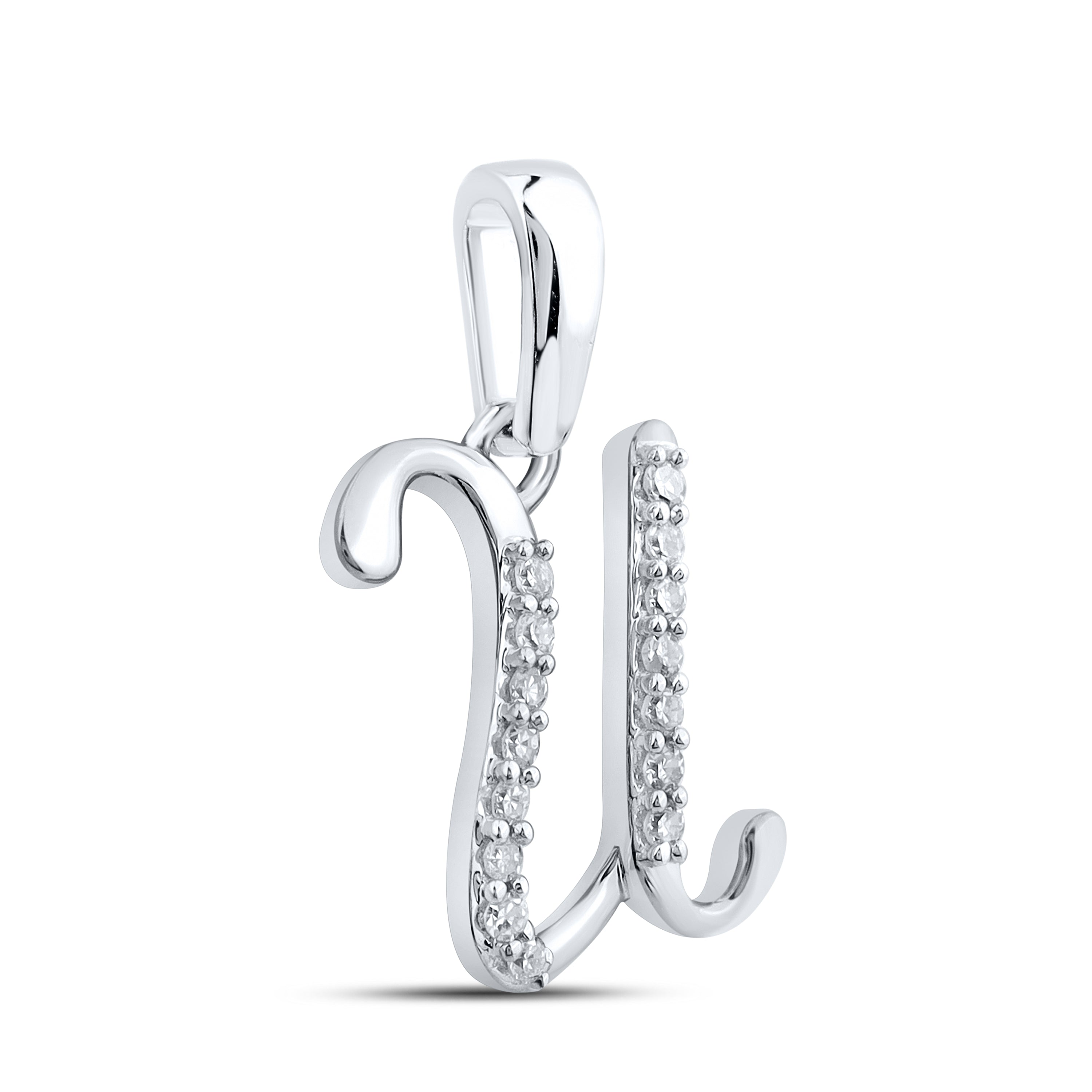 10KT WHITE GOLD 0.04 CTW NATURAL DIAMOND INITIAL U