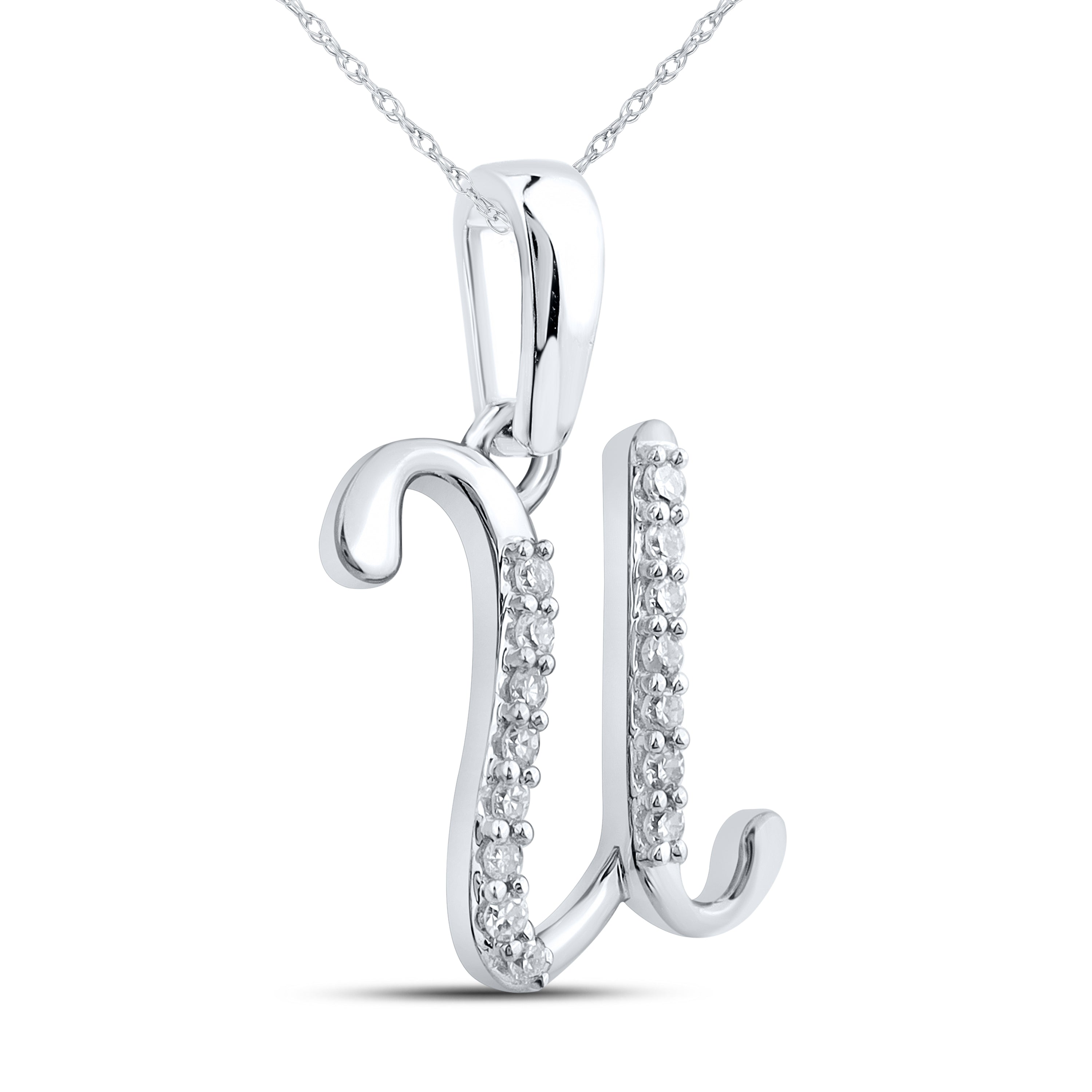 10KT WHITE GOLD 0.04 CTW NATURAL DIAMOND INITIAL U