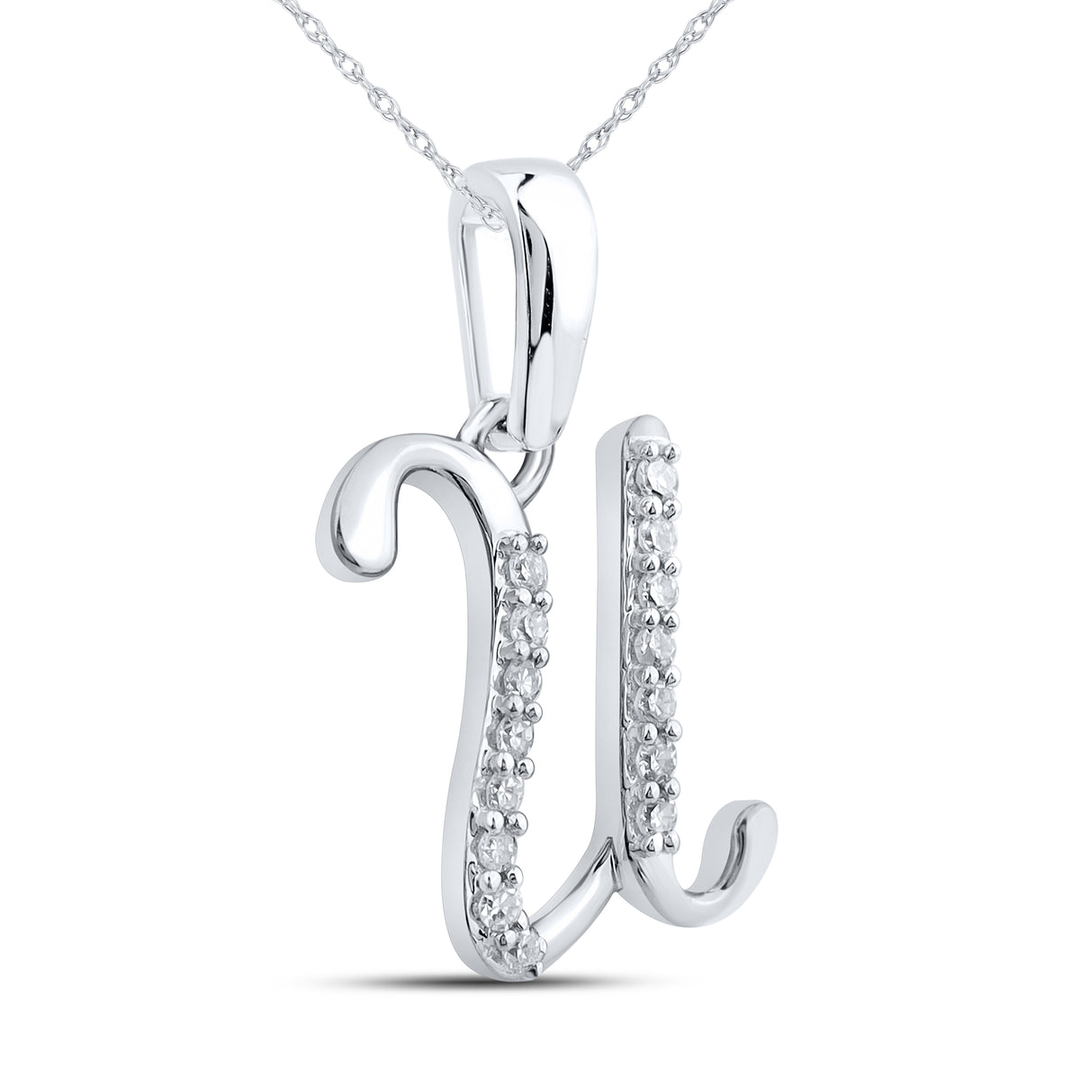 10KT WHITE GOLD 0.04 CTW NATURAL DIAMOND INITIAL U
