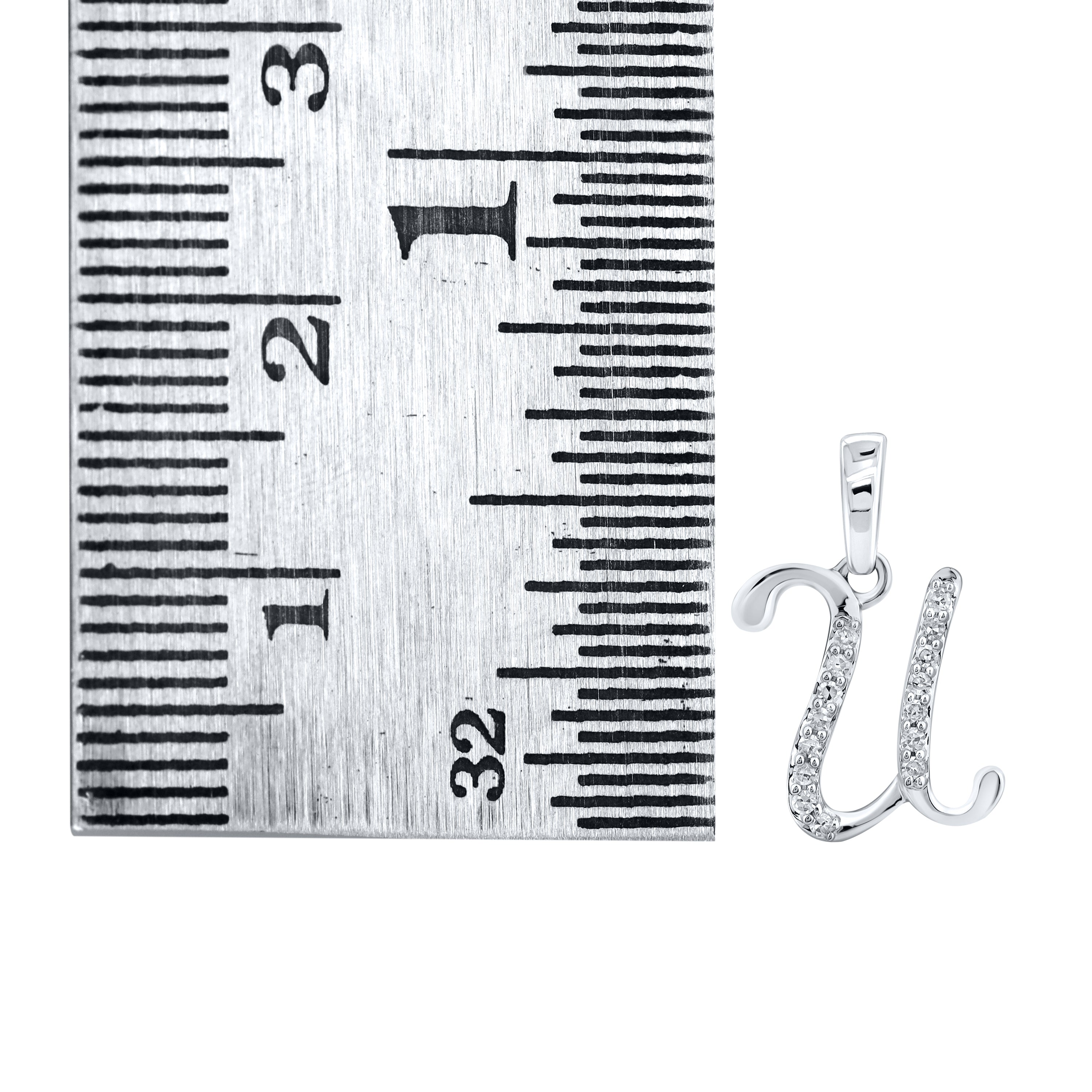 10KT WHITE GOLD 0.04 CTW NATURAL DIAMOND INITIAL U