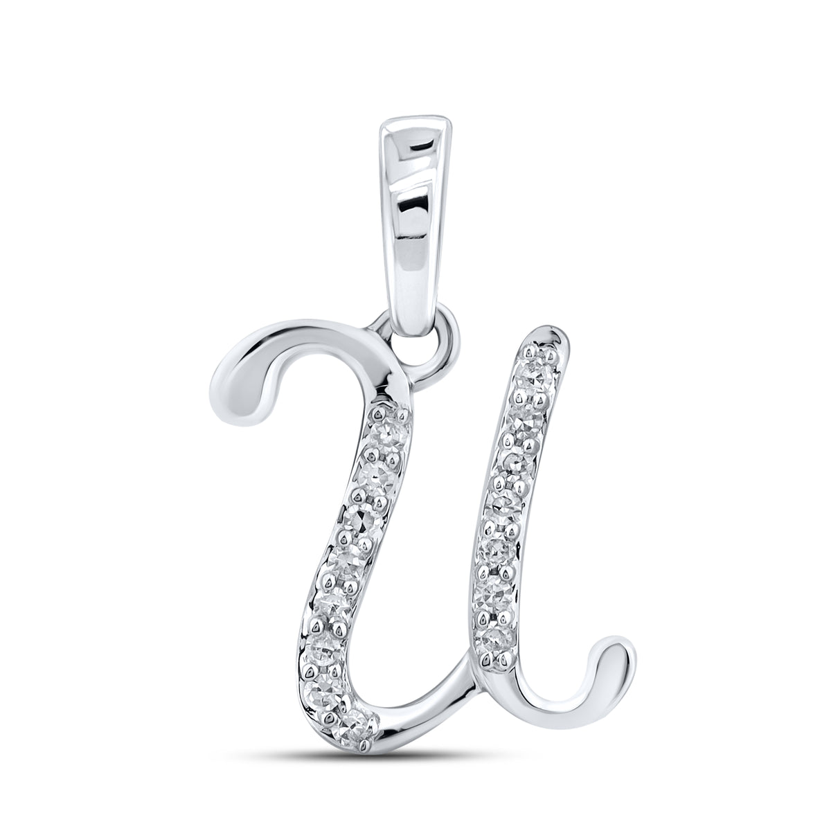 10KT WHITE GOLD 0.04 CTW NATURAL DIAMOND INITIAL U