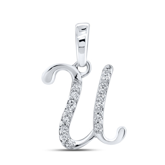 10KT WHITE GOLD 0.04 CTW NATURAL DIAMOND INITIAL U
