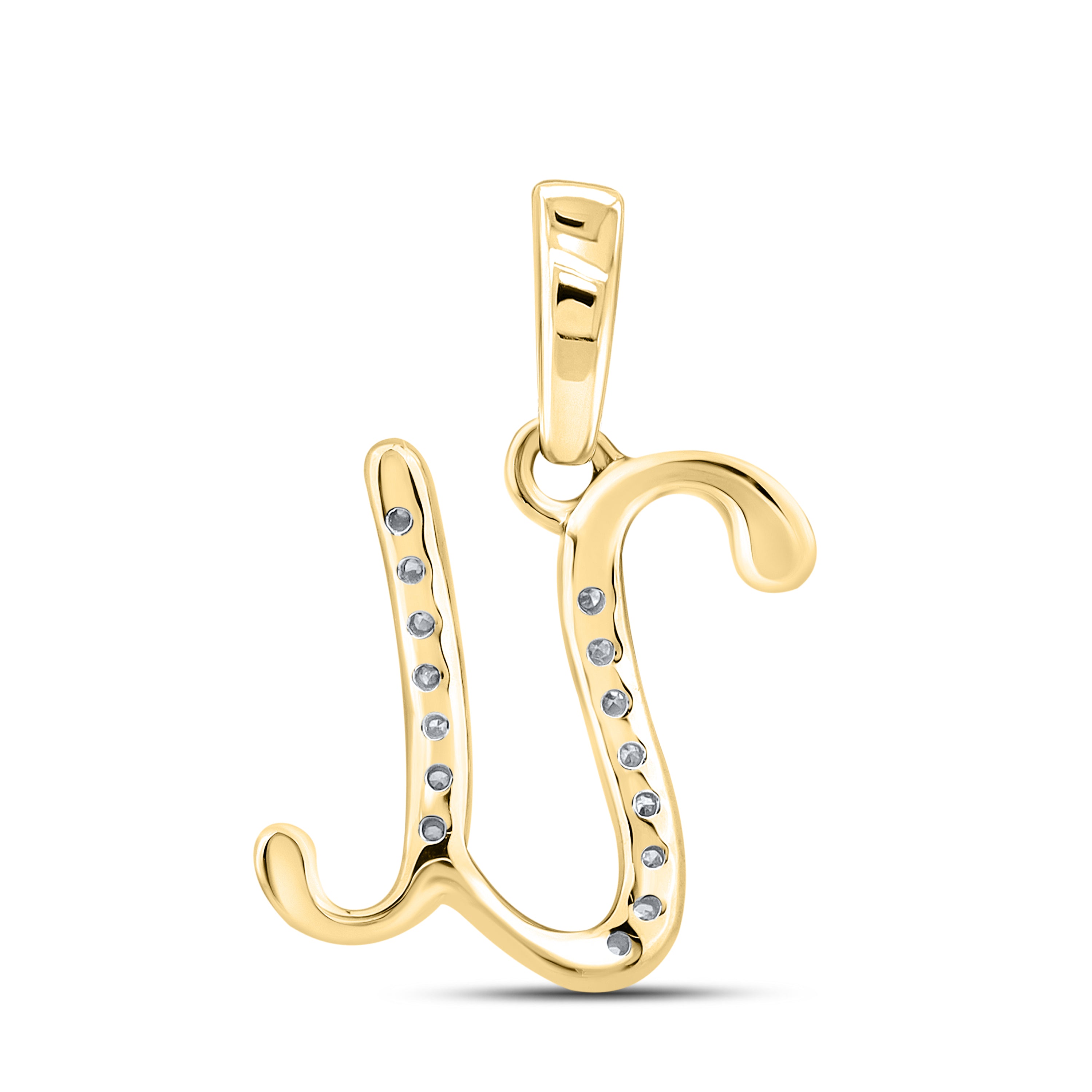 10KT YELLOW GOLD 0.04 CTW NATURAL DIAMOND INITIAL U