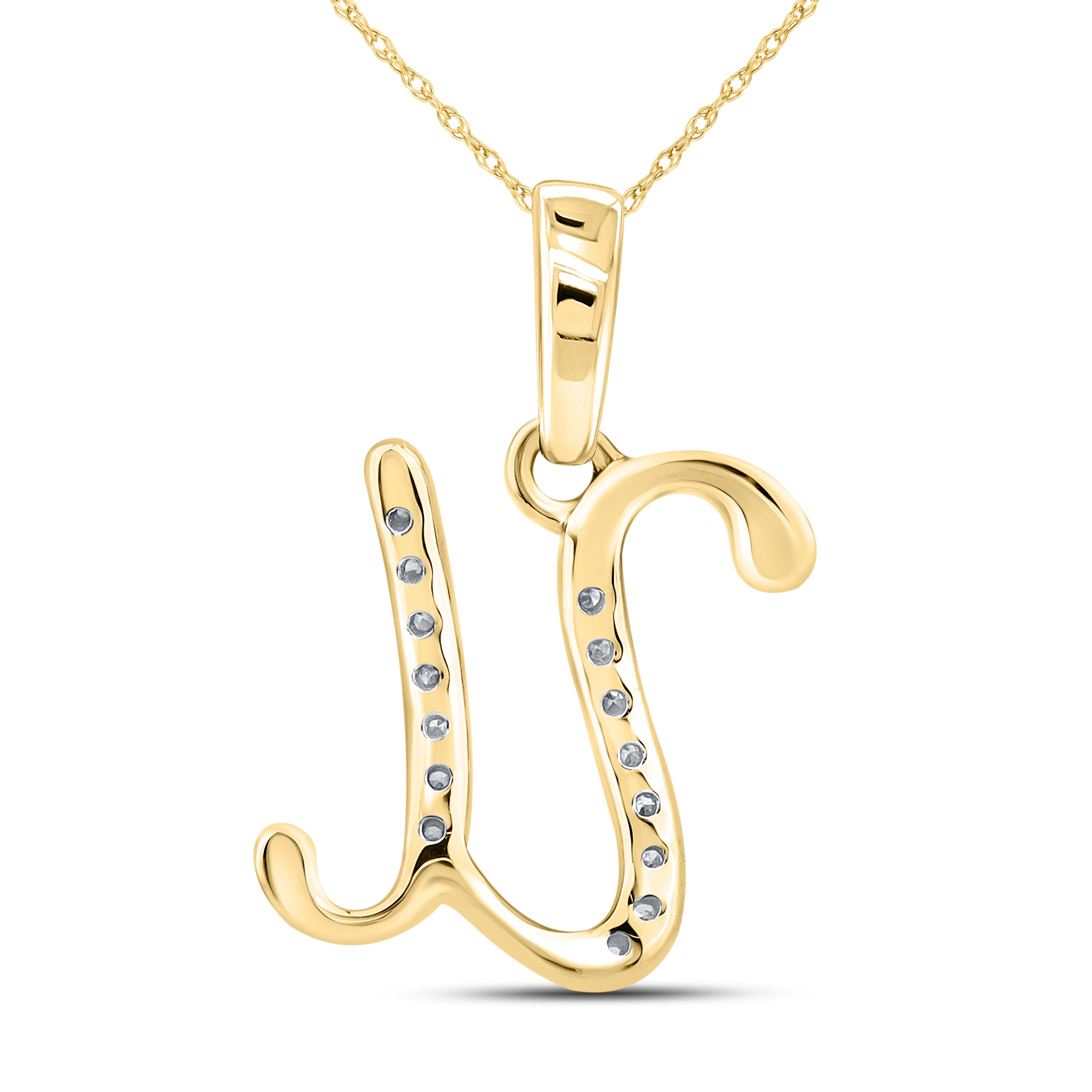 10KT YELLOW GOLD 0.04 CTW NATURAL DIAMOND INITIAL U