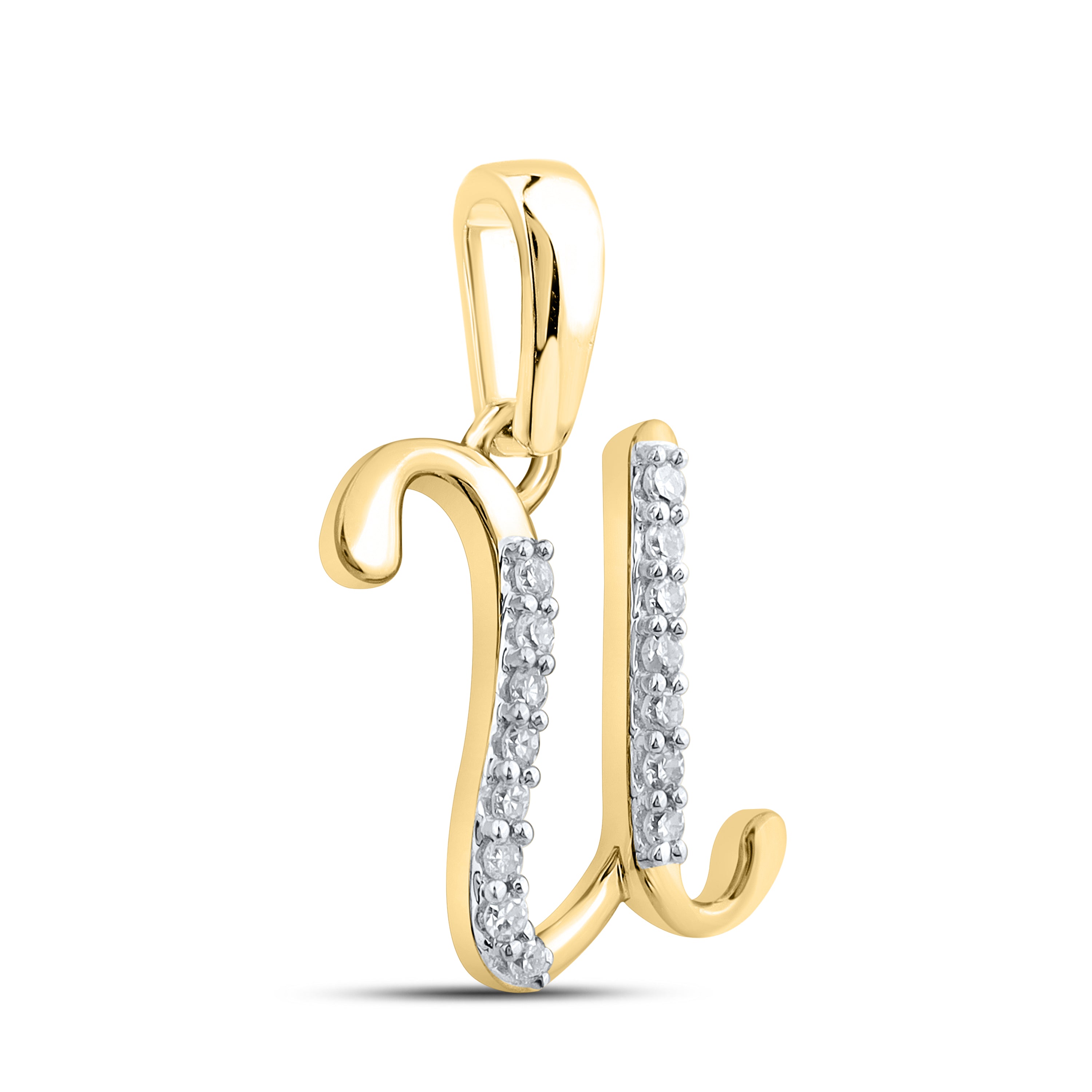 10KT YELLOW GOLD 0.04 CTW NATURAL DIAMOND INITIAL U