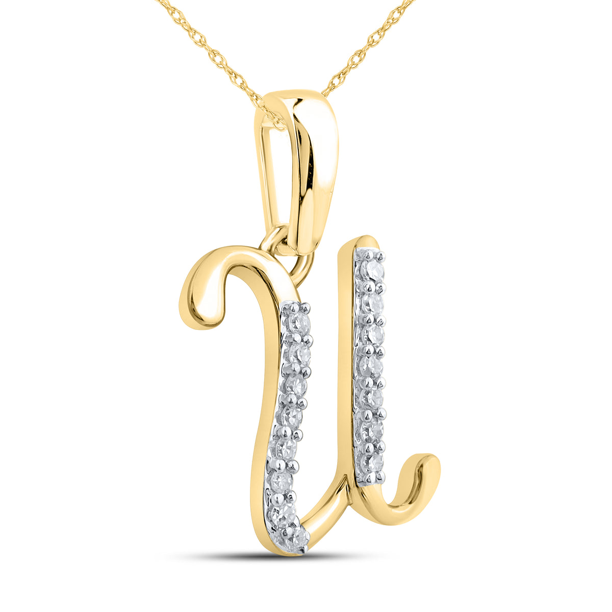 10KT YELLOW GOLD 0.04 CTW NATURAL DIAMOND INITIAL U