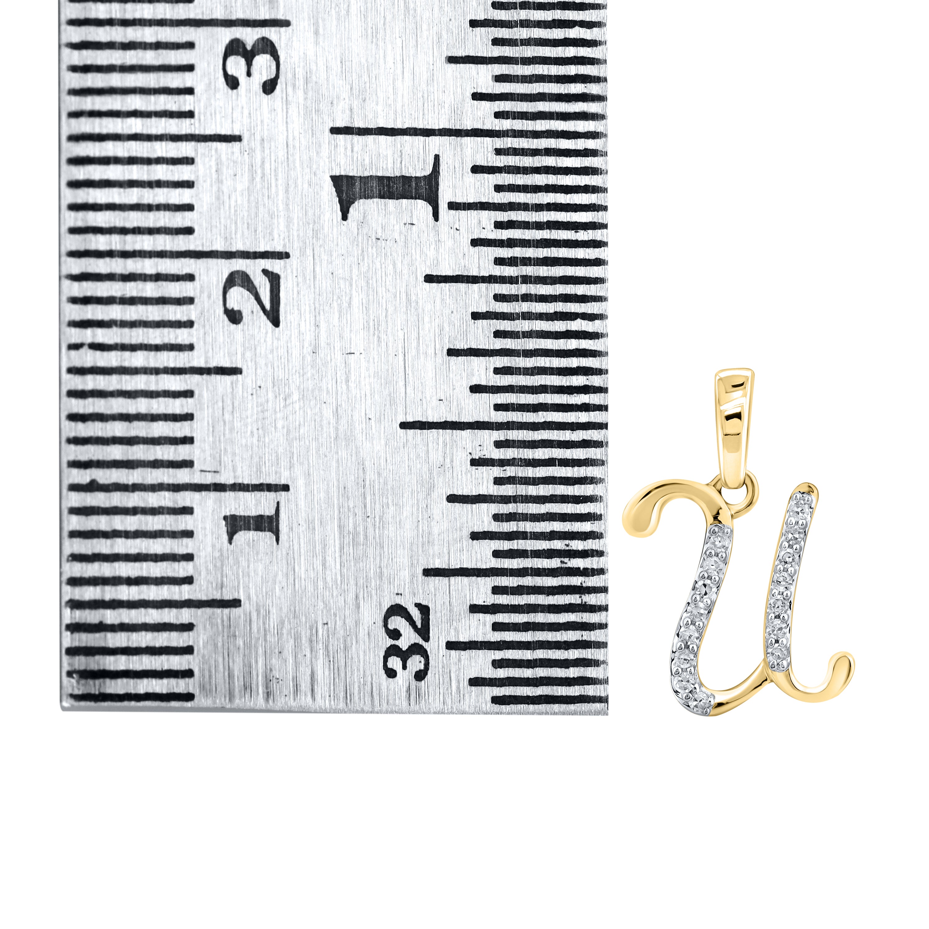 10KT YELLOW GOLD 0.04 CTW NATURAL DIAMOND INITIAL U