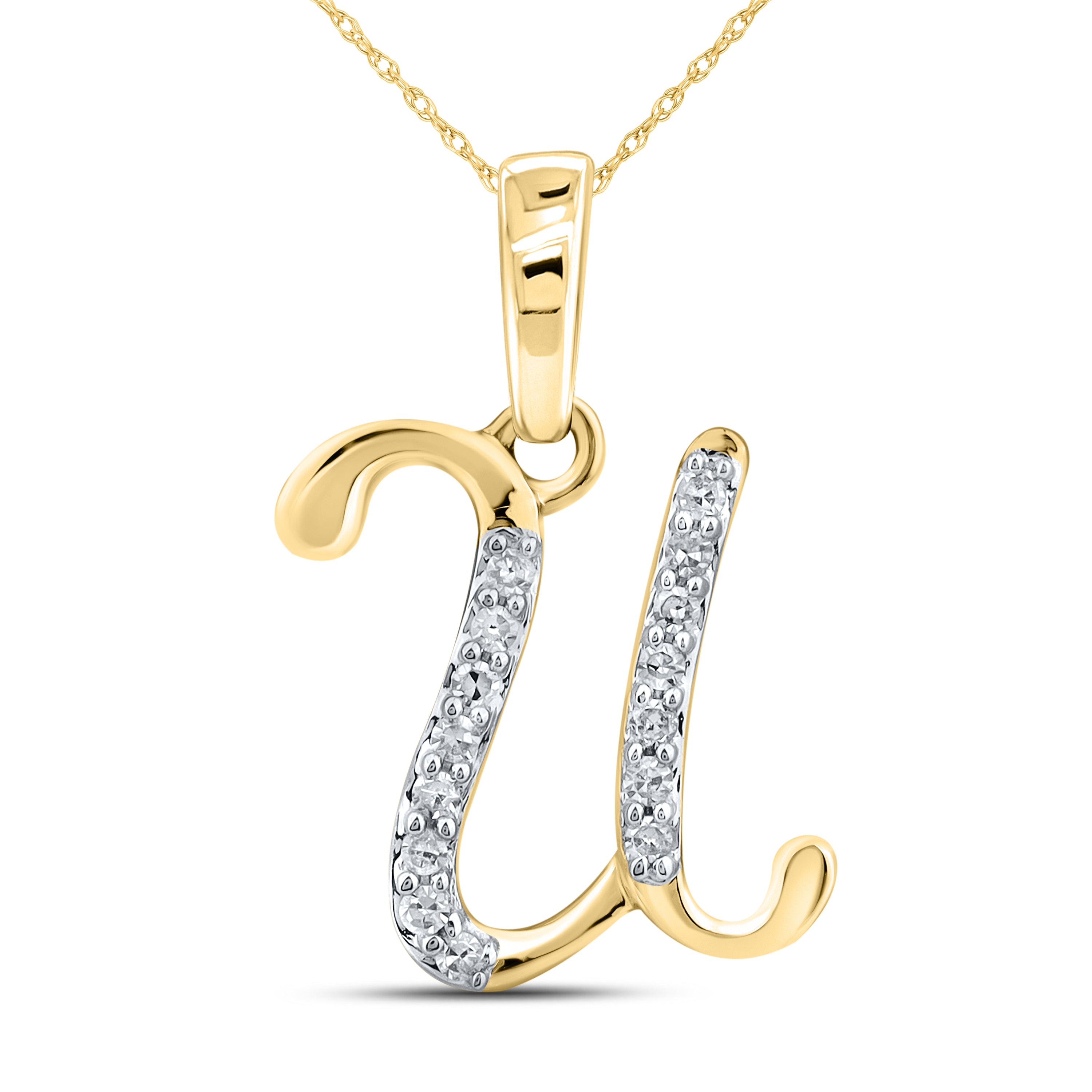 10KT YELLOW GOLD 0.04 CTW NATURAL DIAMOND INITIAL U