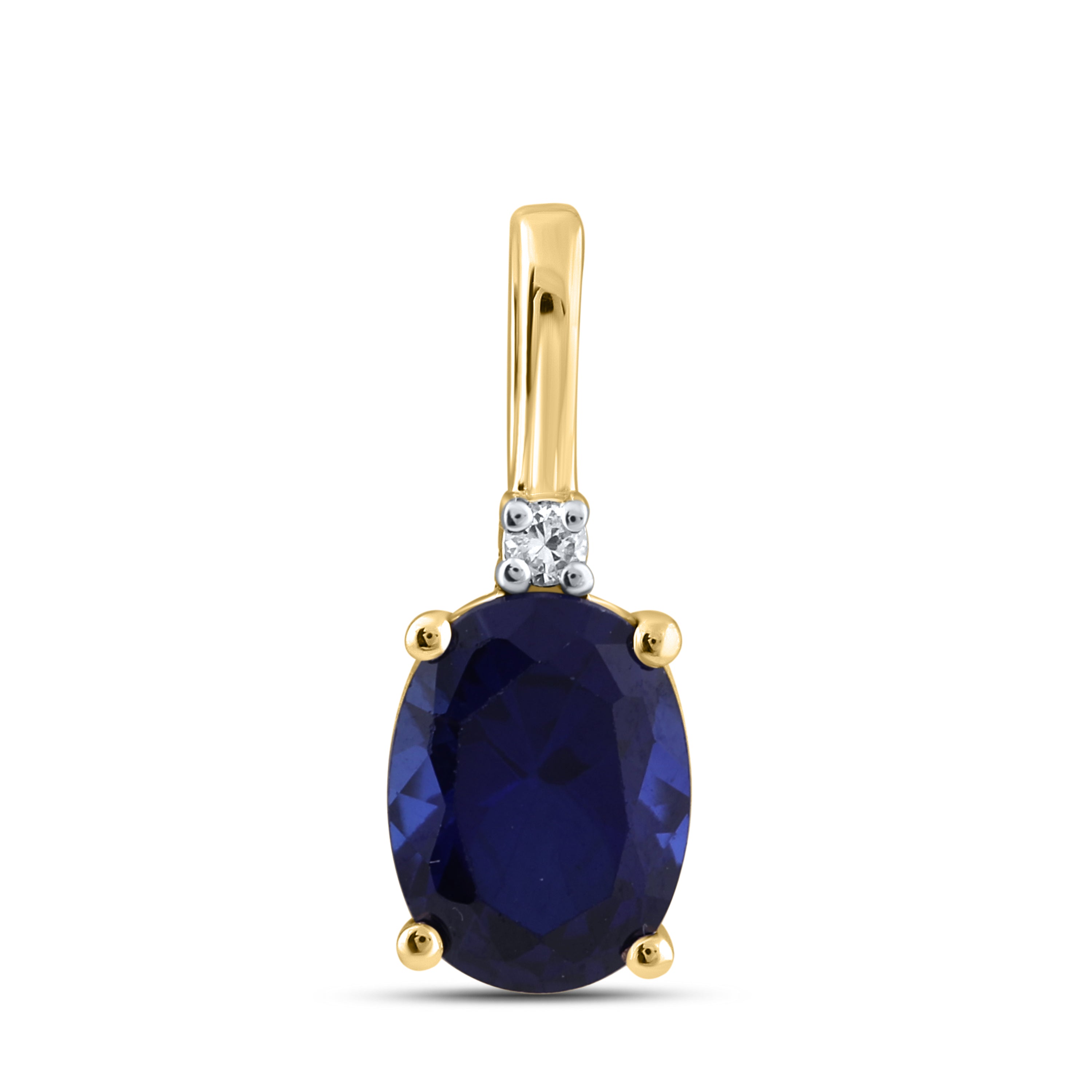 14K YELLOW GOLD LAB GROWN SAPPHIRE 0.02 CTW DIAMOND PENDANT