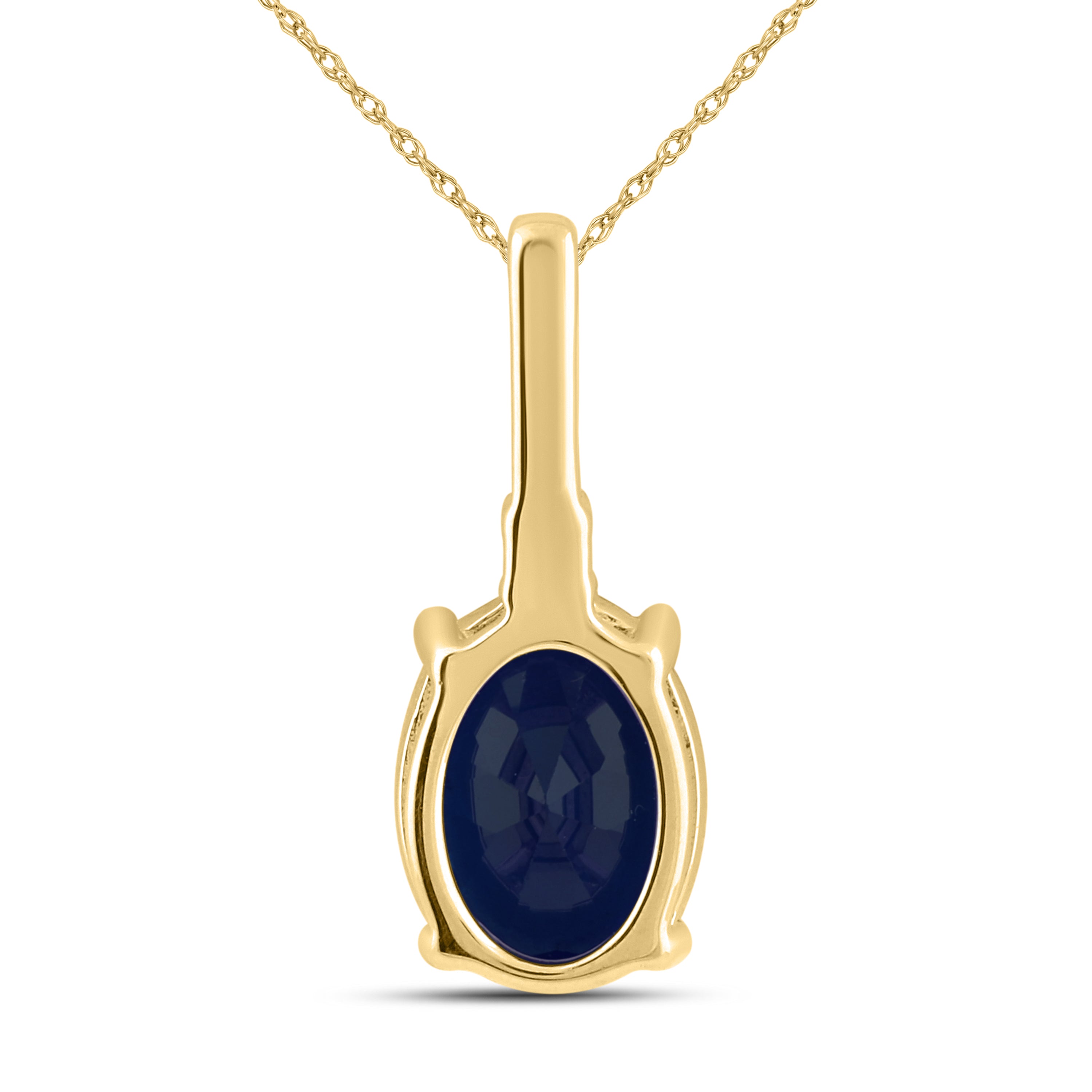 14K YELLOW GOLD LAB GROWN SAPPHIRE 0.02 CTW DIAMOND PENDANT