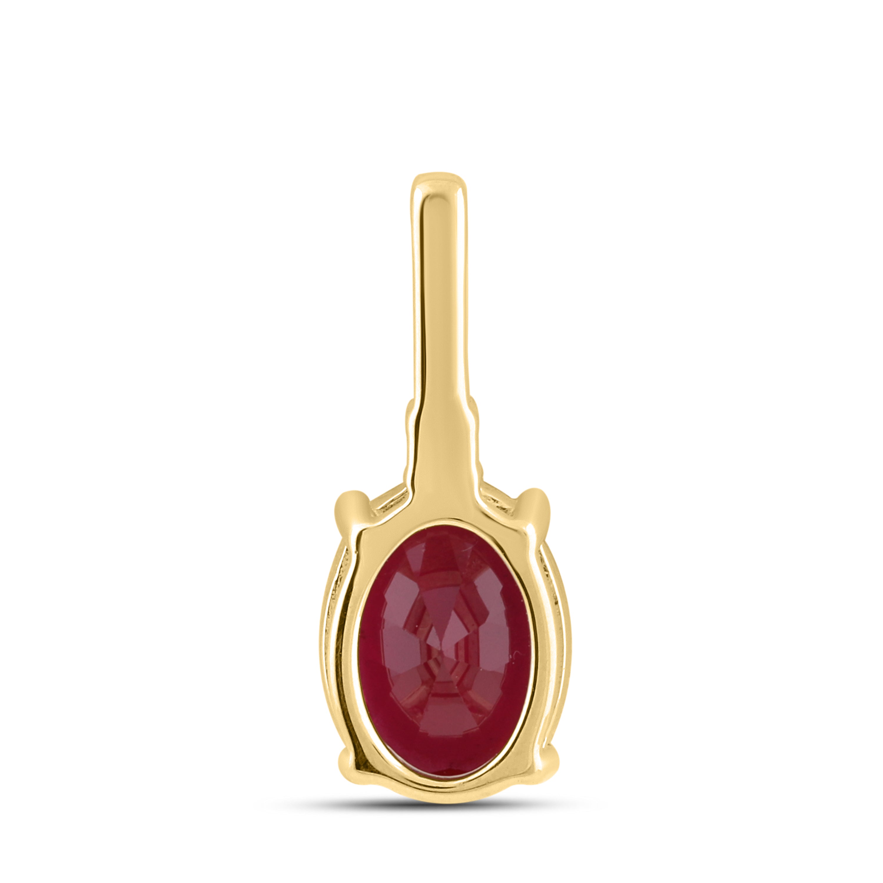 14K YELLOW GOLD LAB RUBY 0.02 CTW DIAMOND PENDANT
