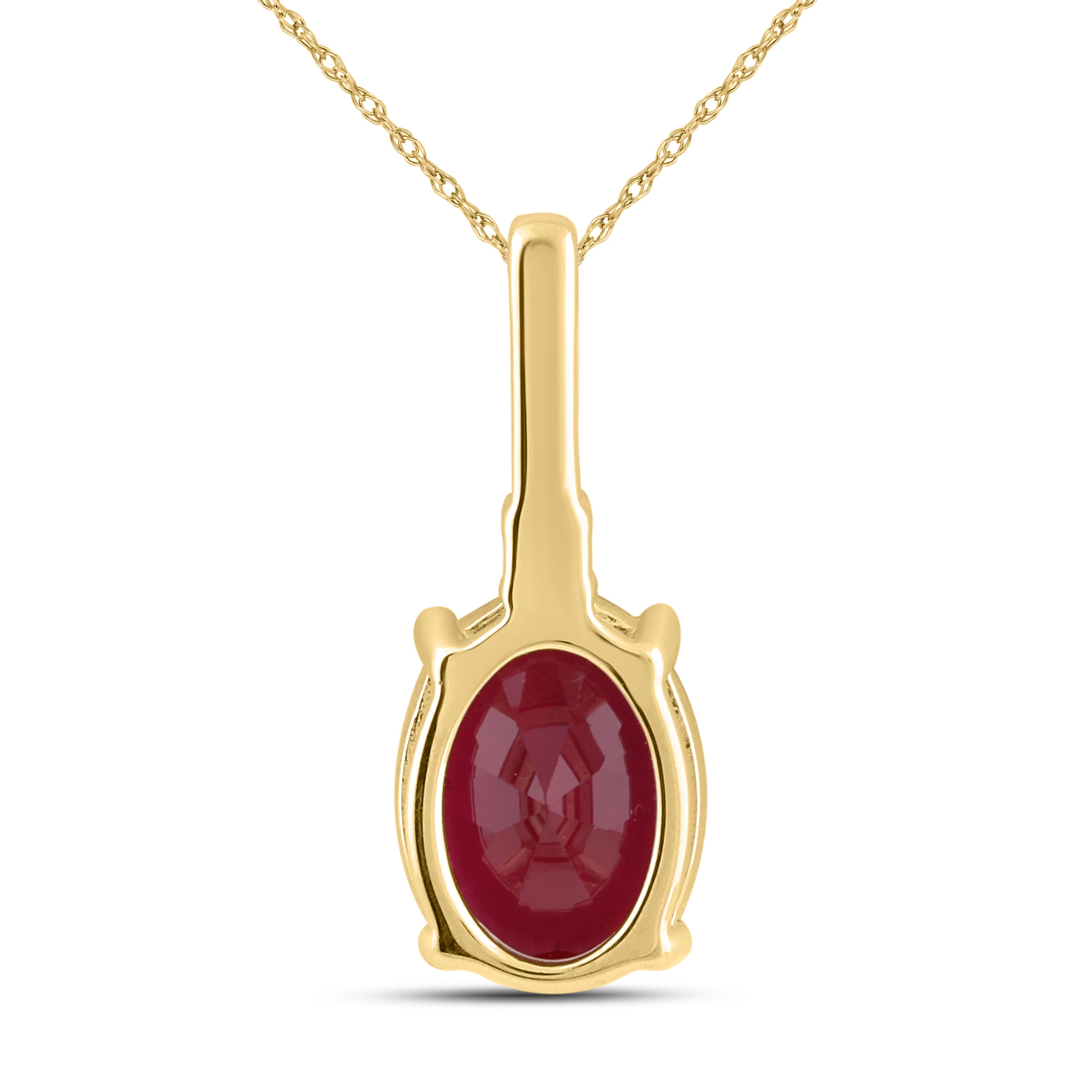 14K YELLOW GOLD LAB RUBY 0.02 CTW DIAMOND PENDANT