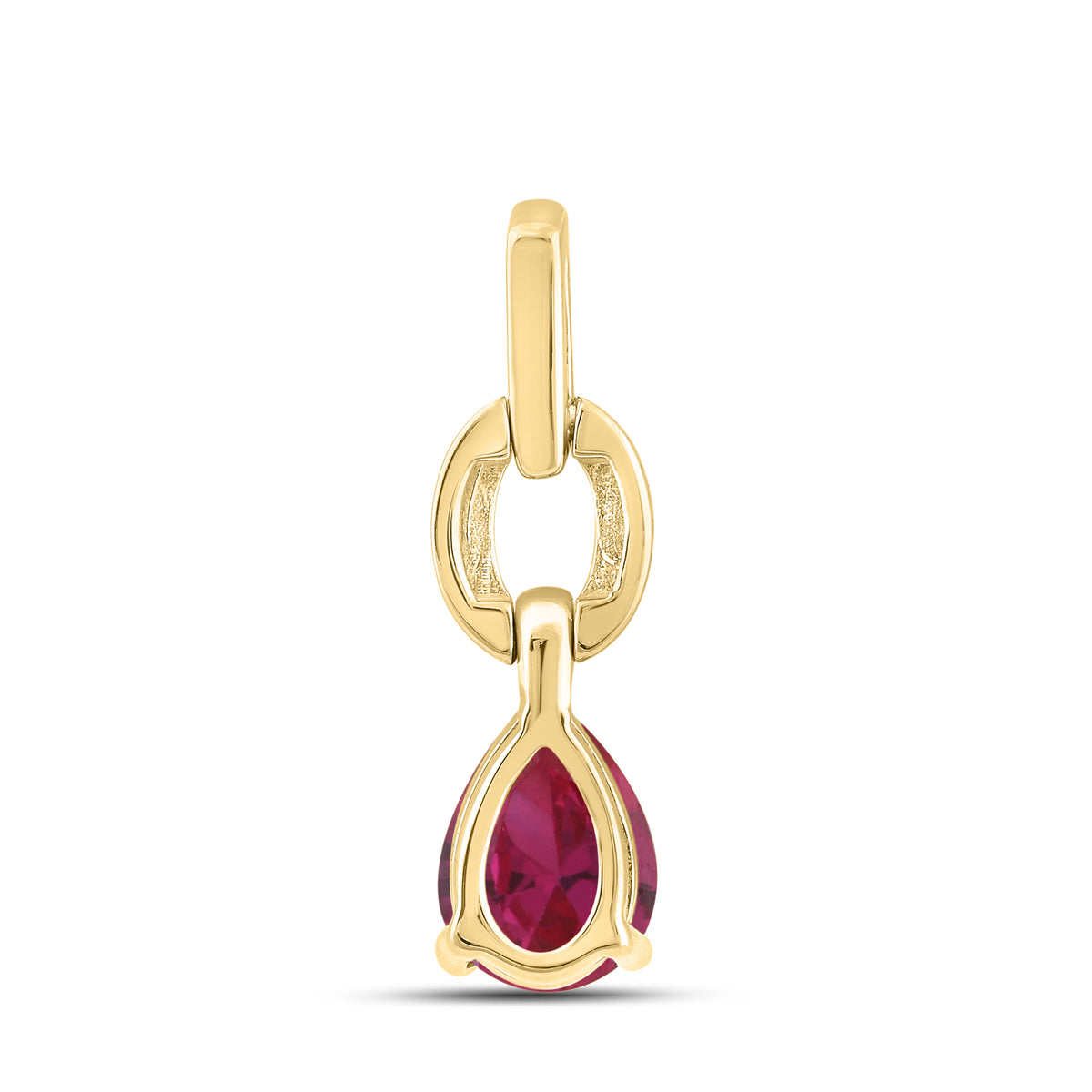 14K YELLOW GOLD LAB CREATED RUBY 0.0340 CTW DIAMOND PENDANT