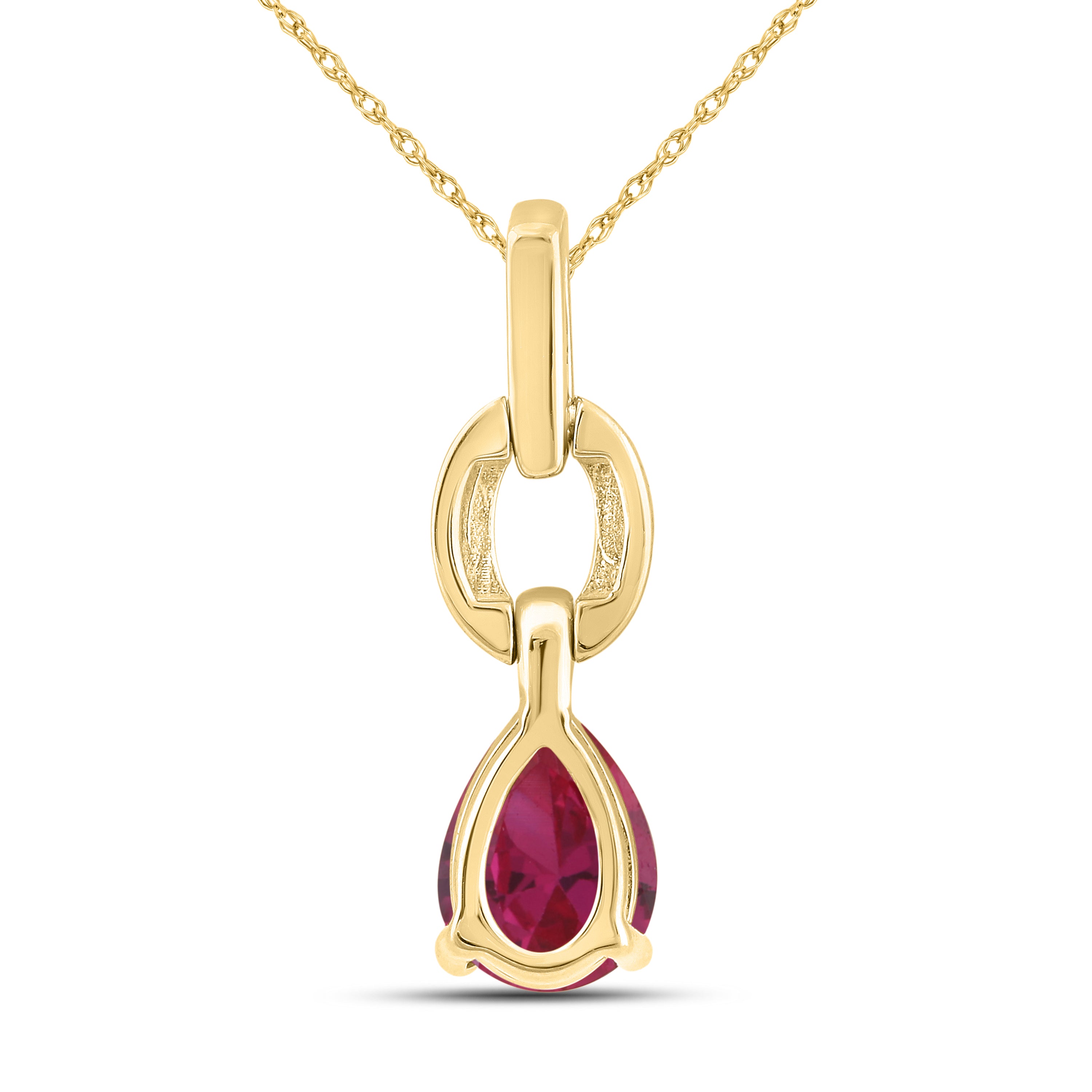 14K YELLOW GOLD LAB CREATED RUBY 0.0340 CTW DIAMOND PENDANT