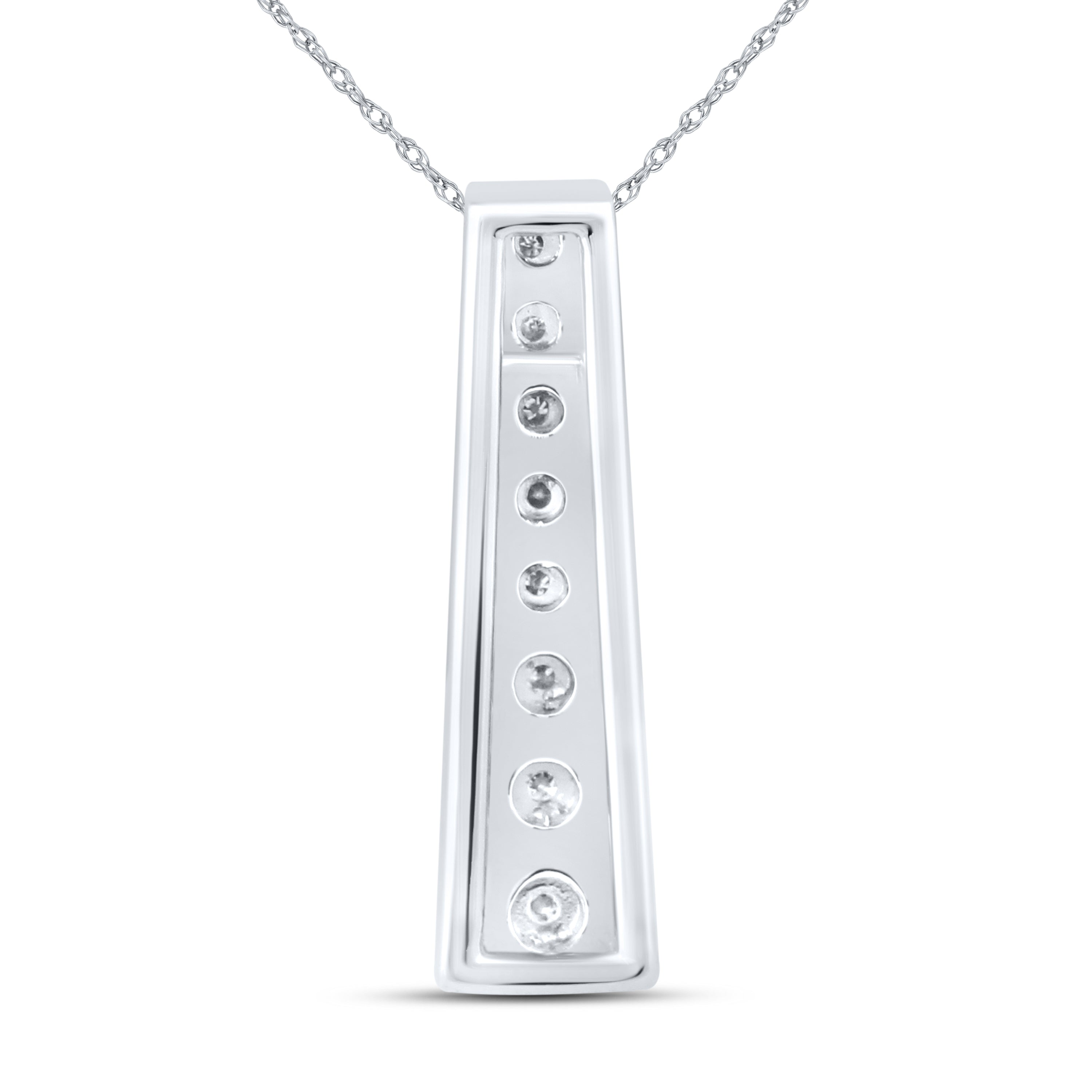 10kt White Gold 0.20 CTW Natural Diamond  Pendant with 18-inch Chain