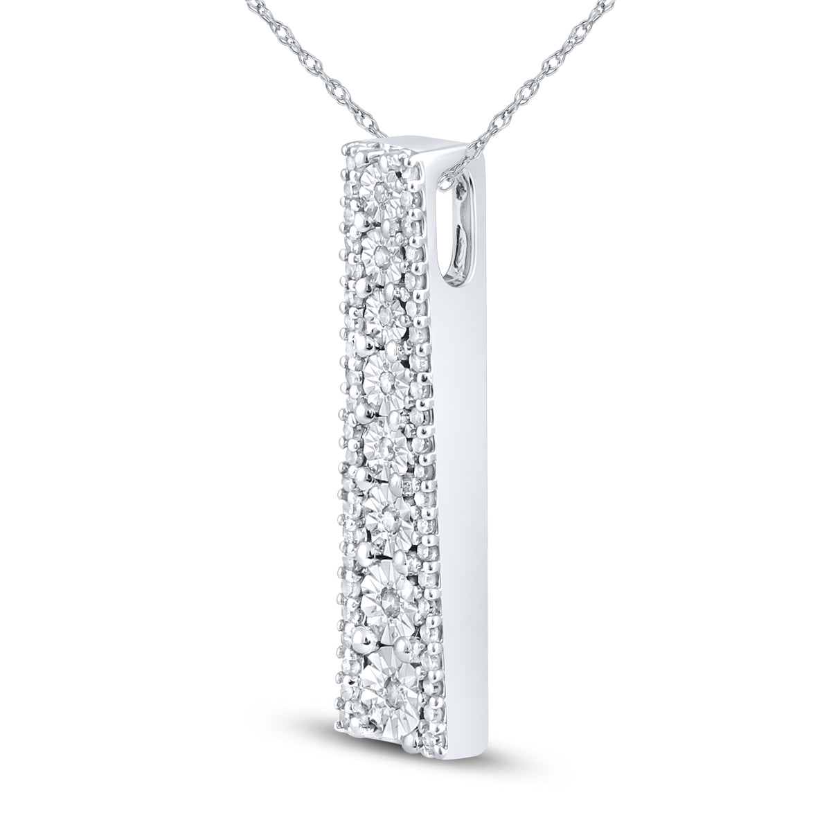 10kt White Gold 0.20 CTW Natural Diamond  Pendant with 18-inch Chain