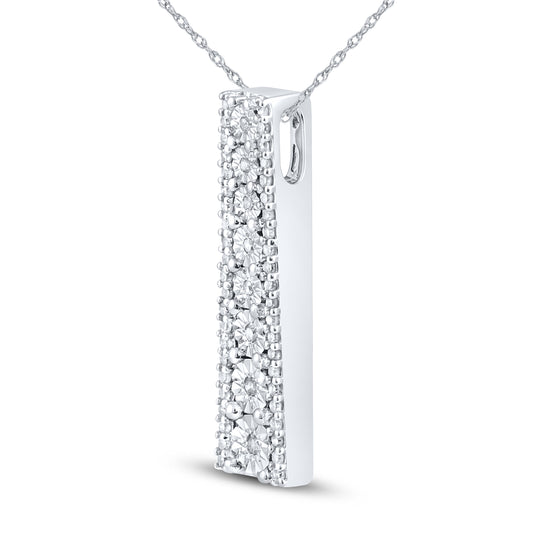 10kt White Gold 0.20 CTW Natural Diamond  Pendant with 18-inch Chain