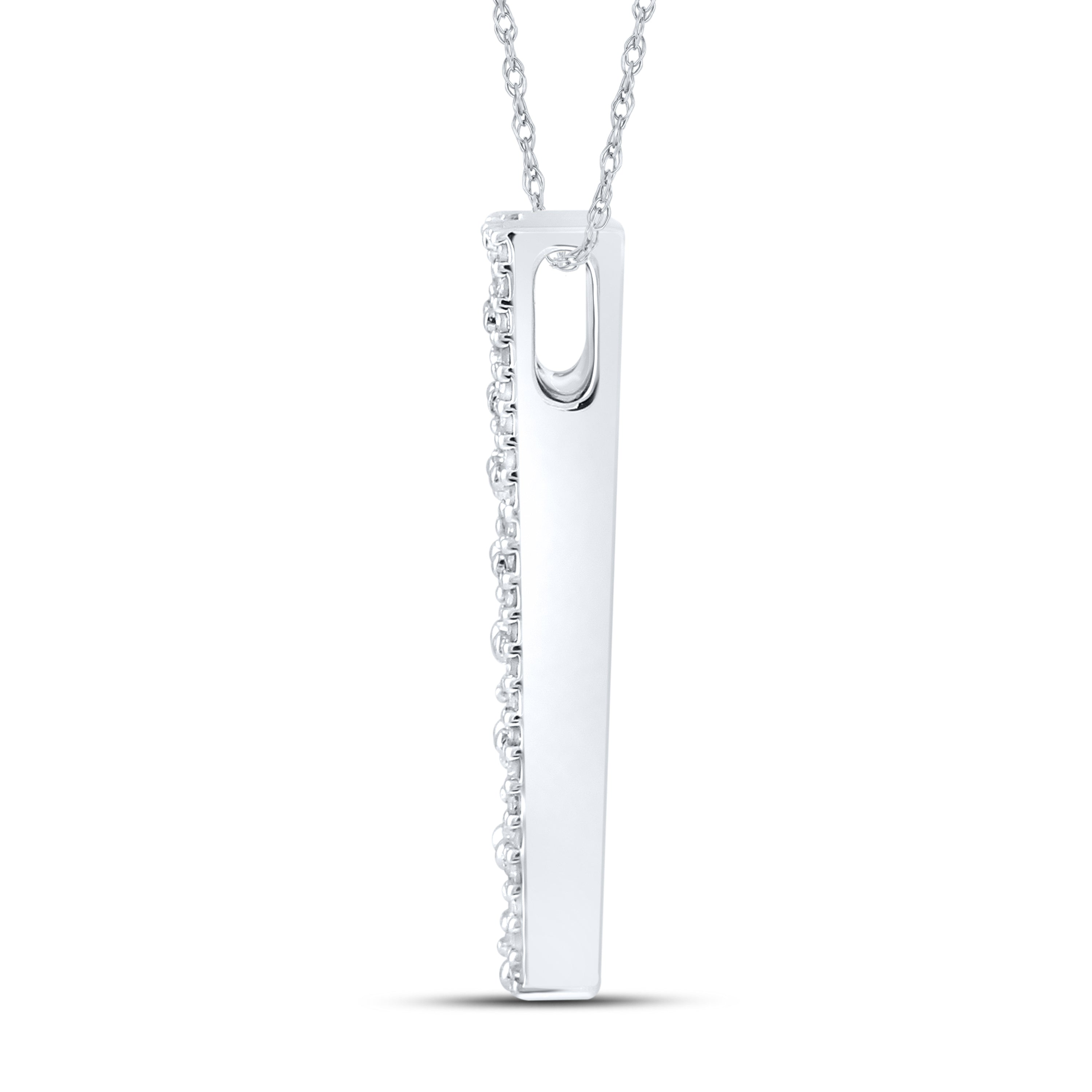 10kt White Gold 0.20 CTW Natural Diamond  Pendant with 18-inch Chain