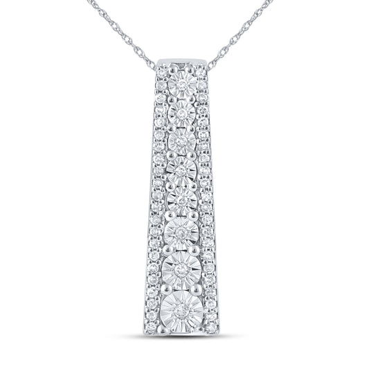 10kt White Gold 0.20 CTW Natural Diamond  Pendant with 18-inch Chain