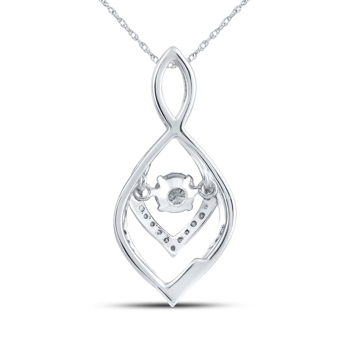 10kt White Gold 0.16 CTW Natural Diamond  Pendant with 18-inch Chain