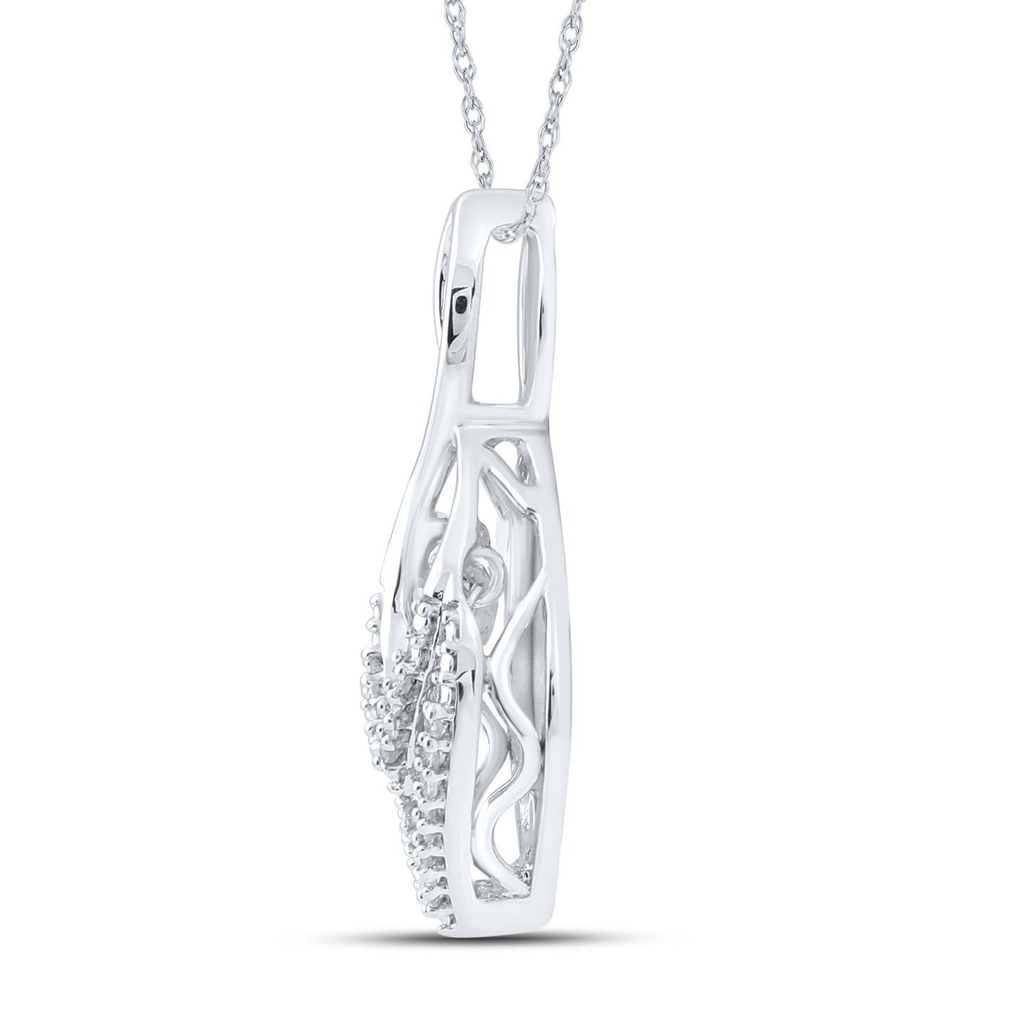 10kt White Gold 0.16 CTW Natural Diamond  Pendant with 18-inch Chain