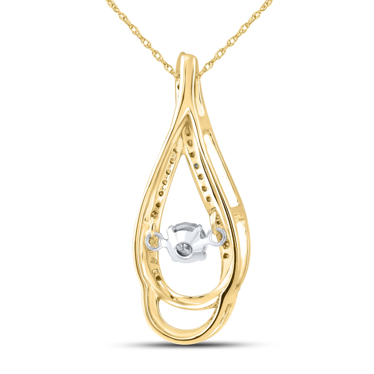 10kt Yellow Gold 0.20 CTW Natural Diamond  Pendant with 18-inch Chain