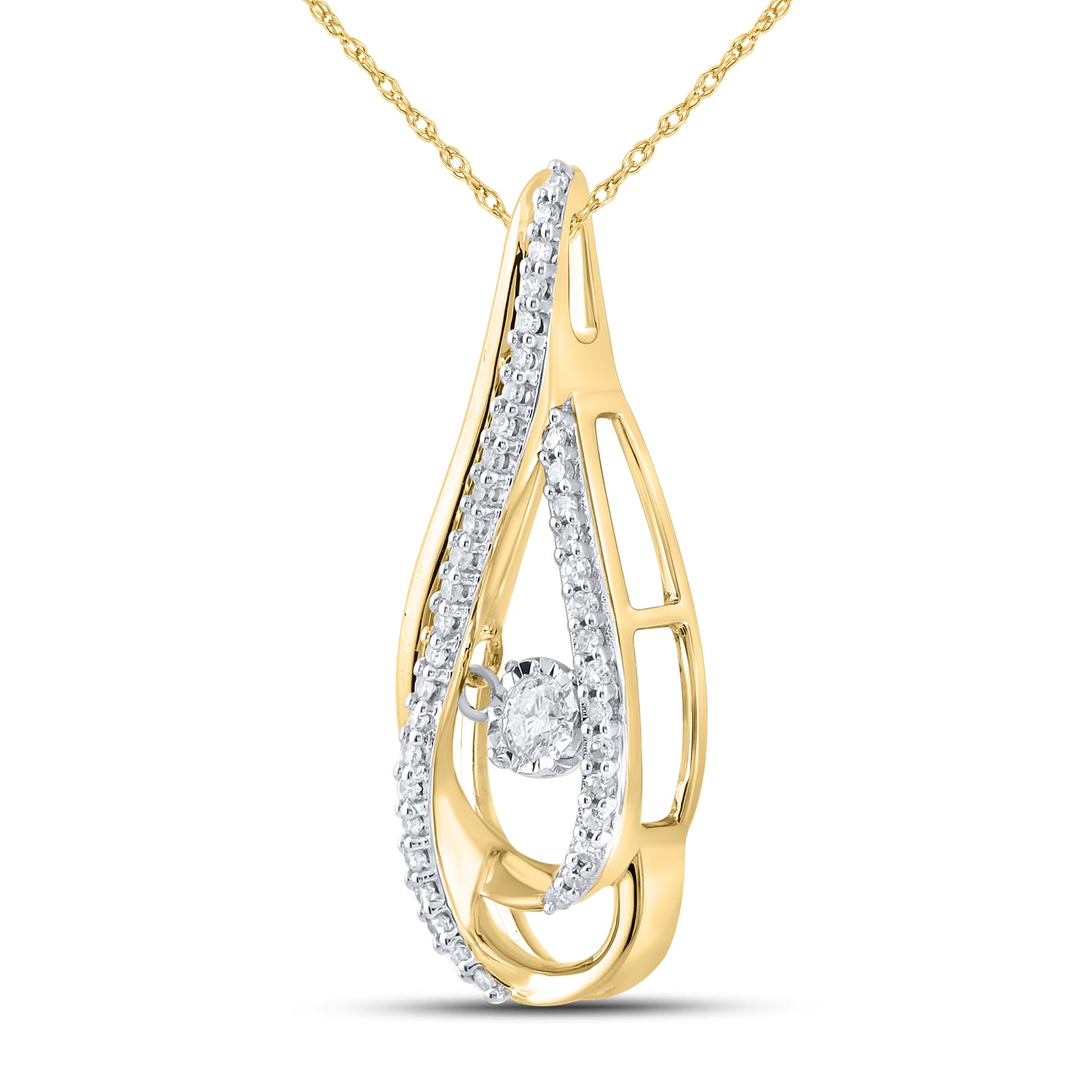 10kt Yellow Gold 0.20 CTW Natural Diamond  Pendant with 18-inch Chain