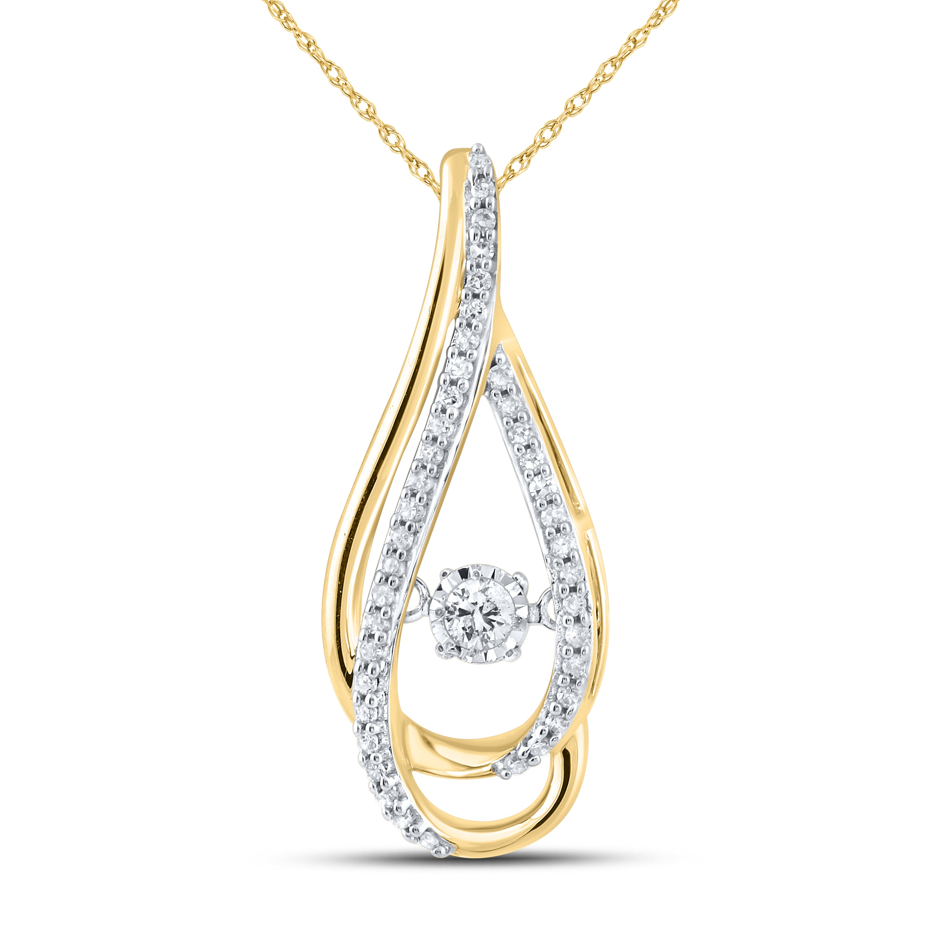10kt Yellow Gold 0.20 CTW Natural Diamond  Pendant with 18-inch Chain