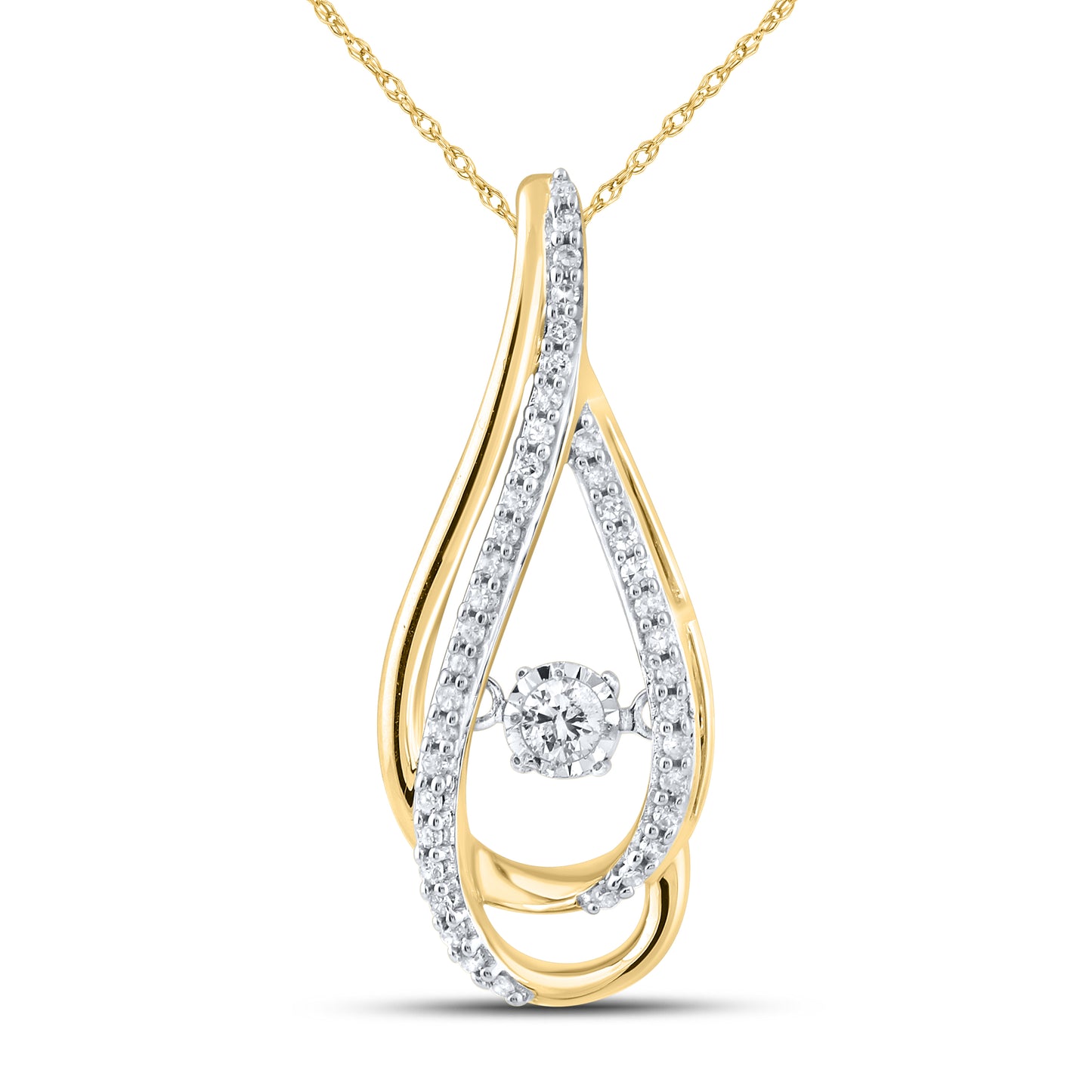 10kt Yellow Gold 0.20 CTW Natural Diamond  Pendant with 18-inch Chain