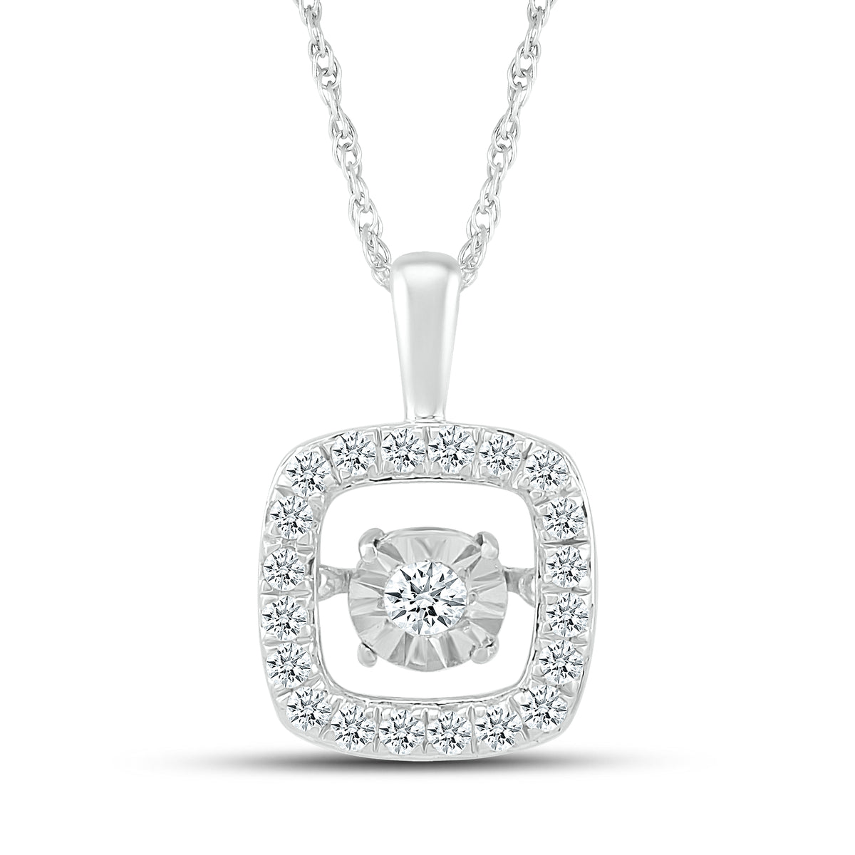 10kt White Gold 0.25 CTW Natural Diamond  Pendant with 18-inch Chain