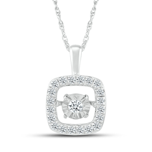 10kt White Gold 0.25 CTW Natural Diamond  Pendant with 18-inch Chain