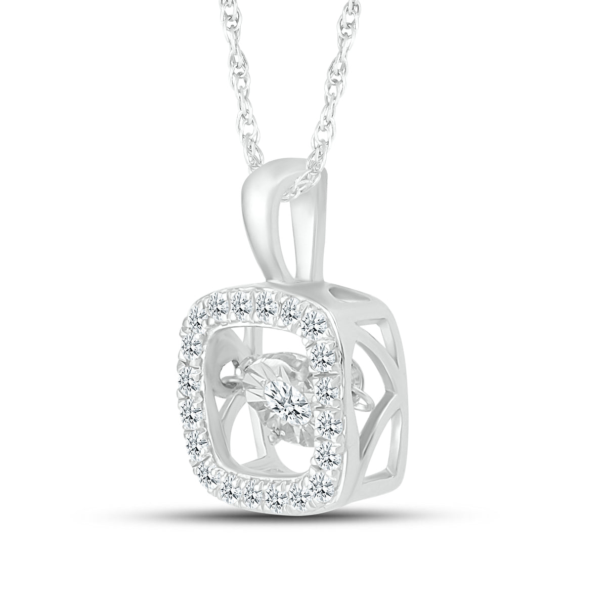 10kt White Gold 0.25 CTW Natural Diamond  Pendant with 18-inch Chain