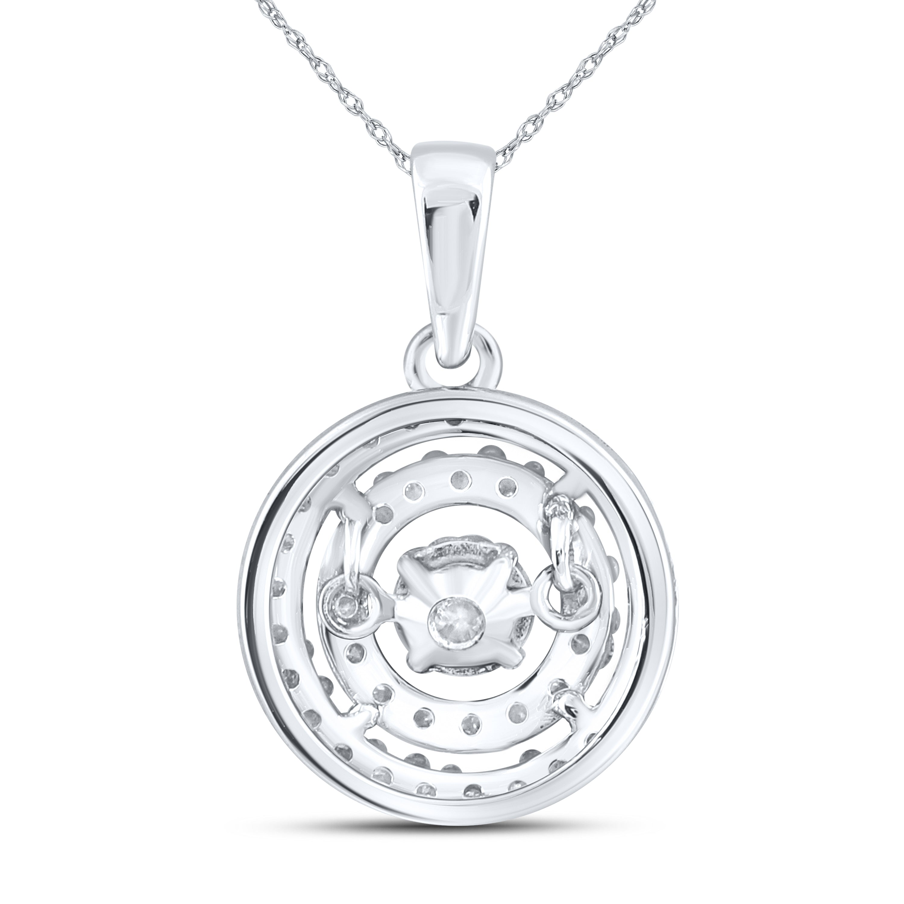 10kt White Gold 0.33 CTW Natural Diamond  Pendant with 18-inch Chain
