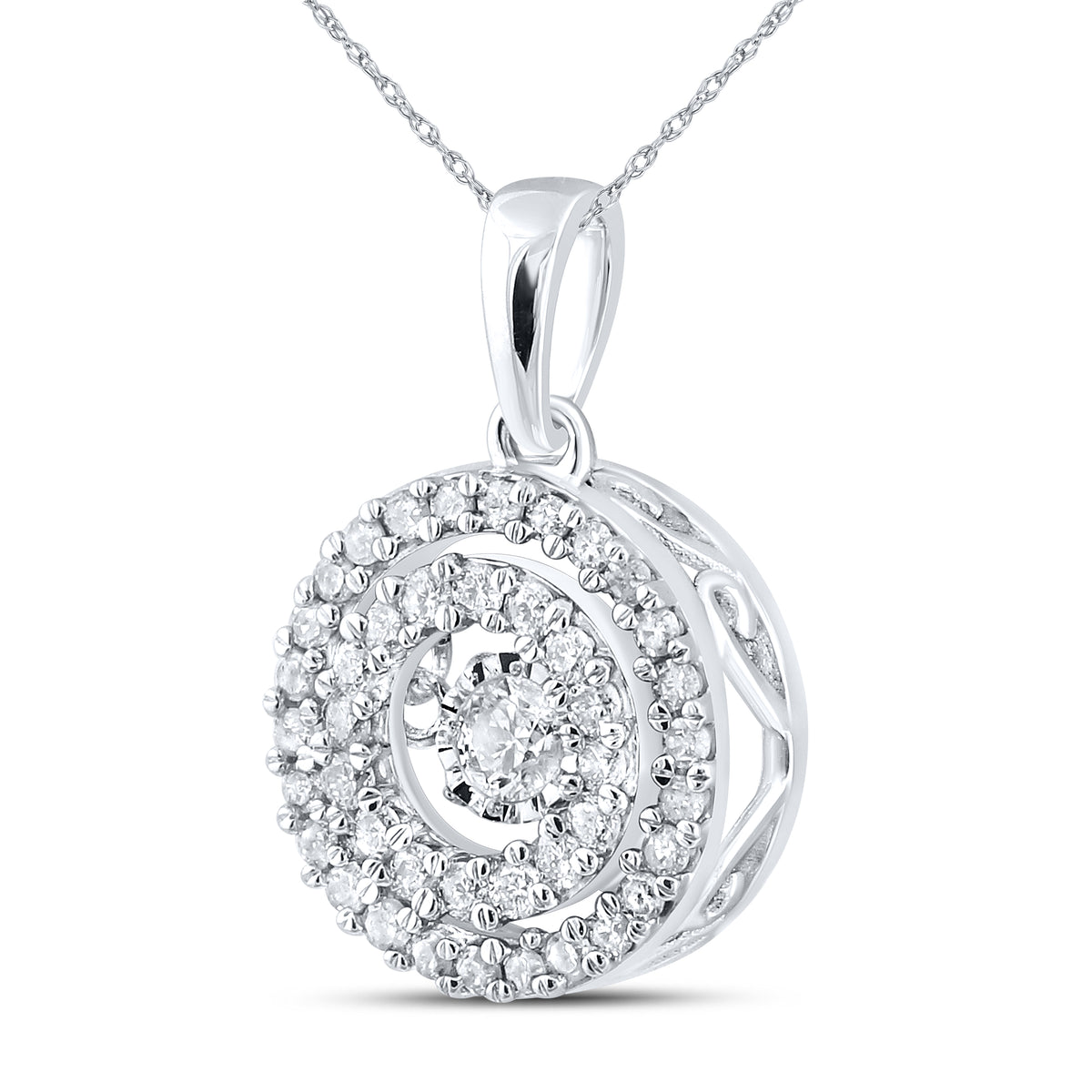 10kt White Gold 0.33 CTW Natural Diamond  Pendant with 18-inch Chain
