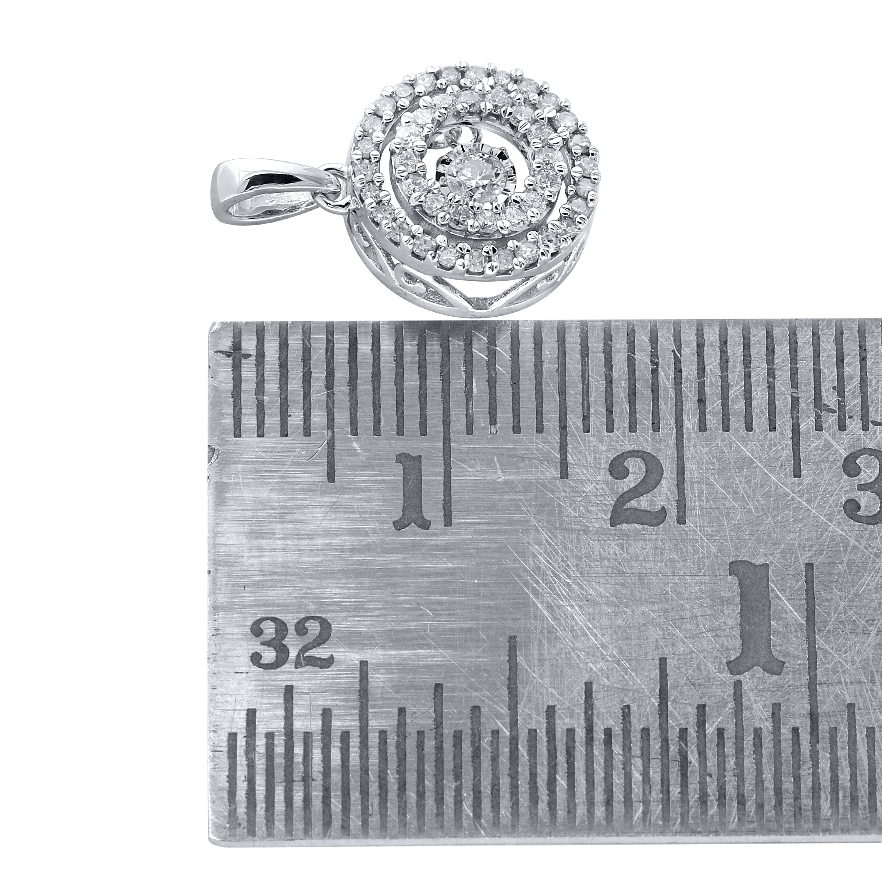 10kt White Gold 0.33 CTW Natural Diamond  Pendant with 18-inch Chain